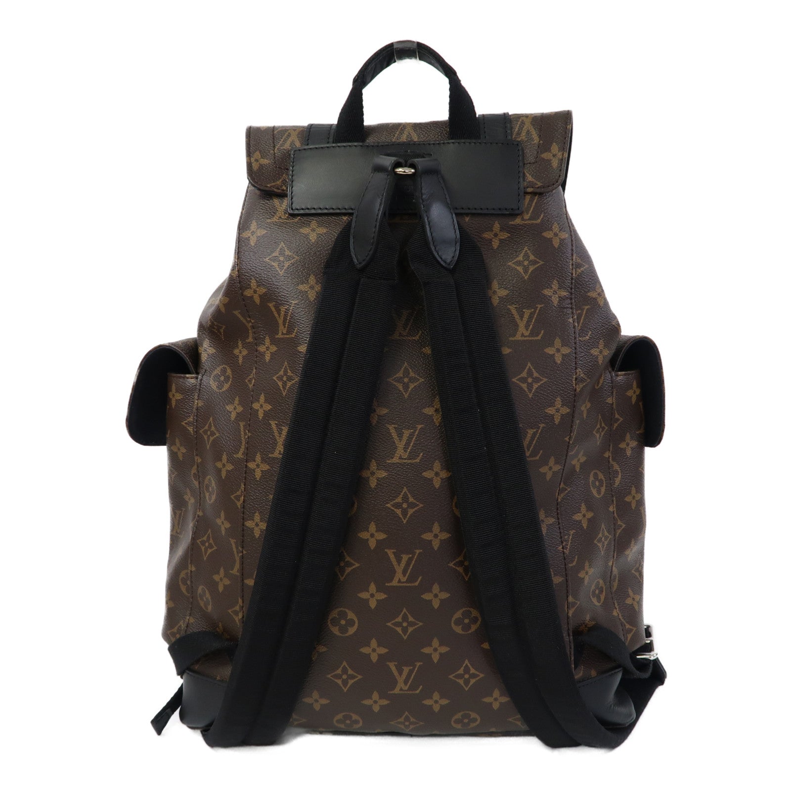 LOUIS VUITTON Monogram Macassar Christopher MM銀扣背包啡色