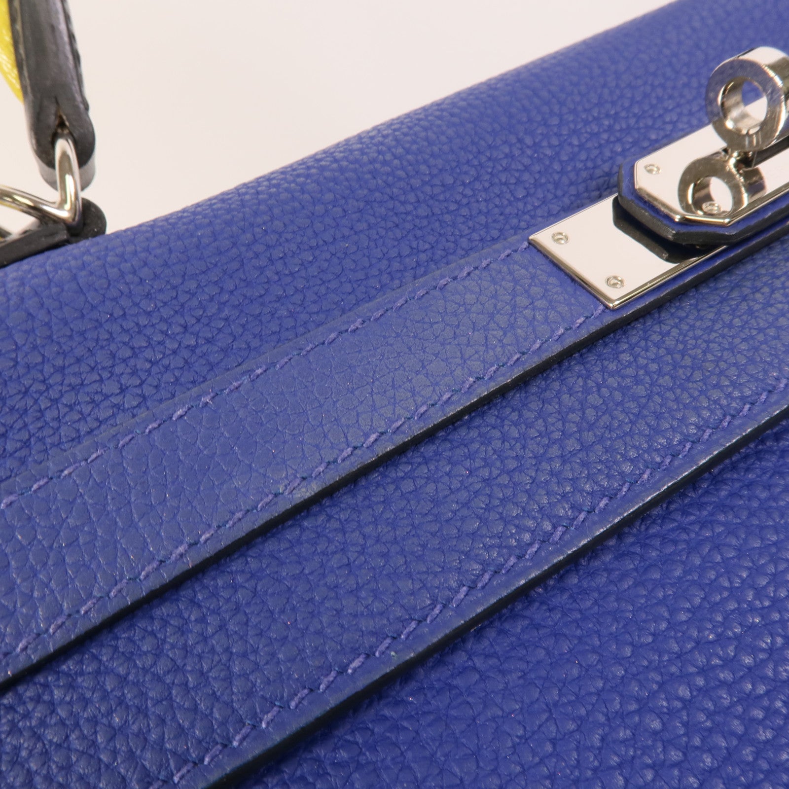 HERMES Togo皮革Kelly 32手挽肩背兩用袋Blue Electrique