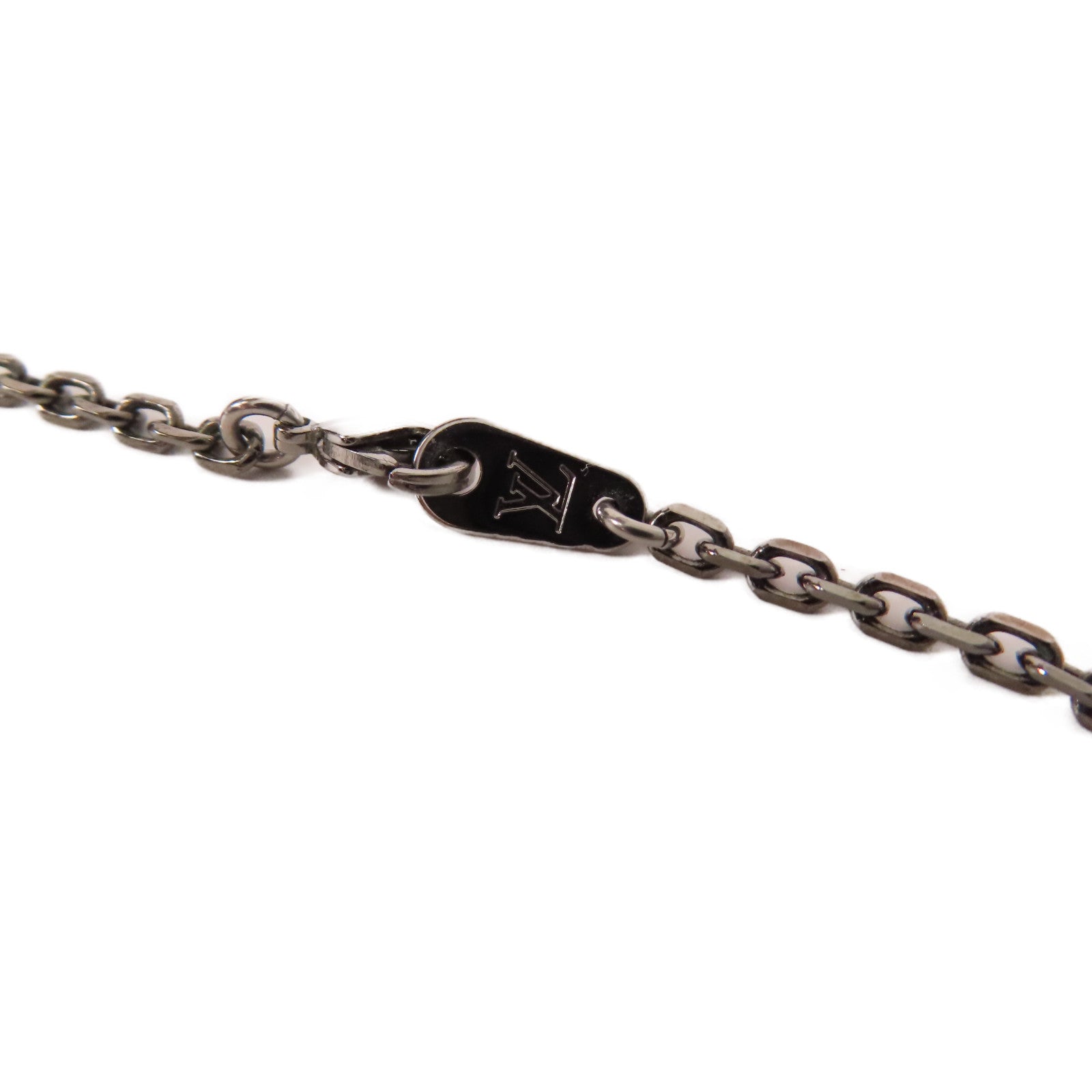 LOUIS VUITTON LV Padlock Necklace M01149 Metal Silver Gold