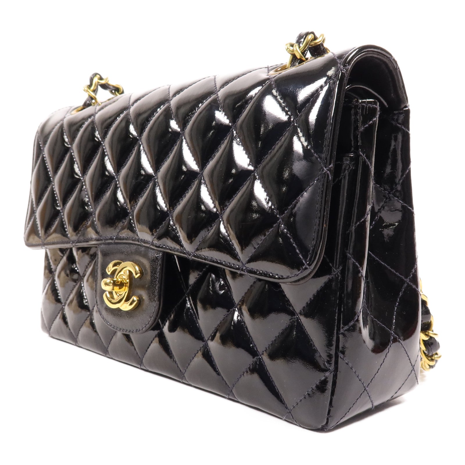 CHANEL 漆皮皮革Classic 23金扣鏈帶肩背袋