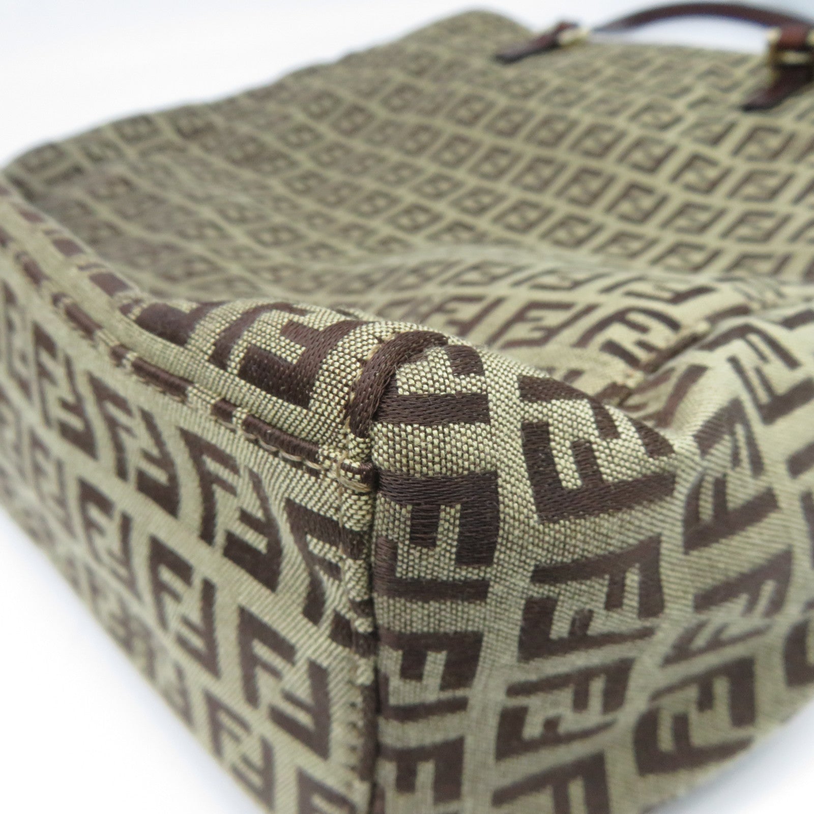 FENDI 帆布Vintage Tote Bag金扣手挽袋啡色