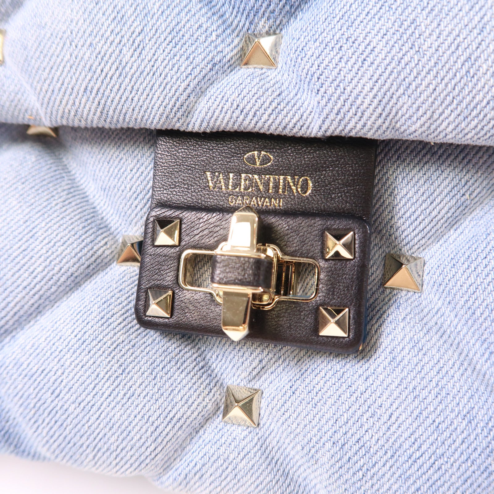 Valentino 牛仔布Candy Stud金扣手挽肩背兩用袋