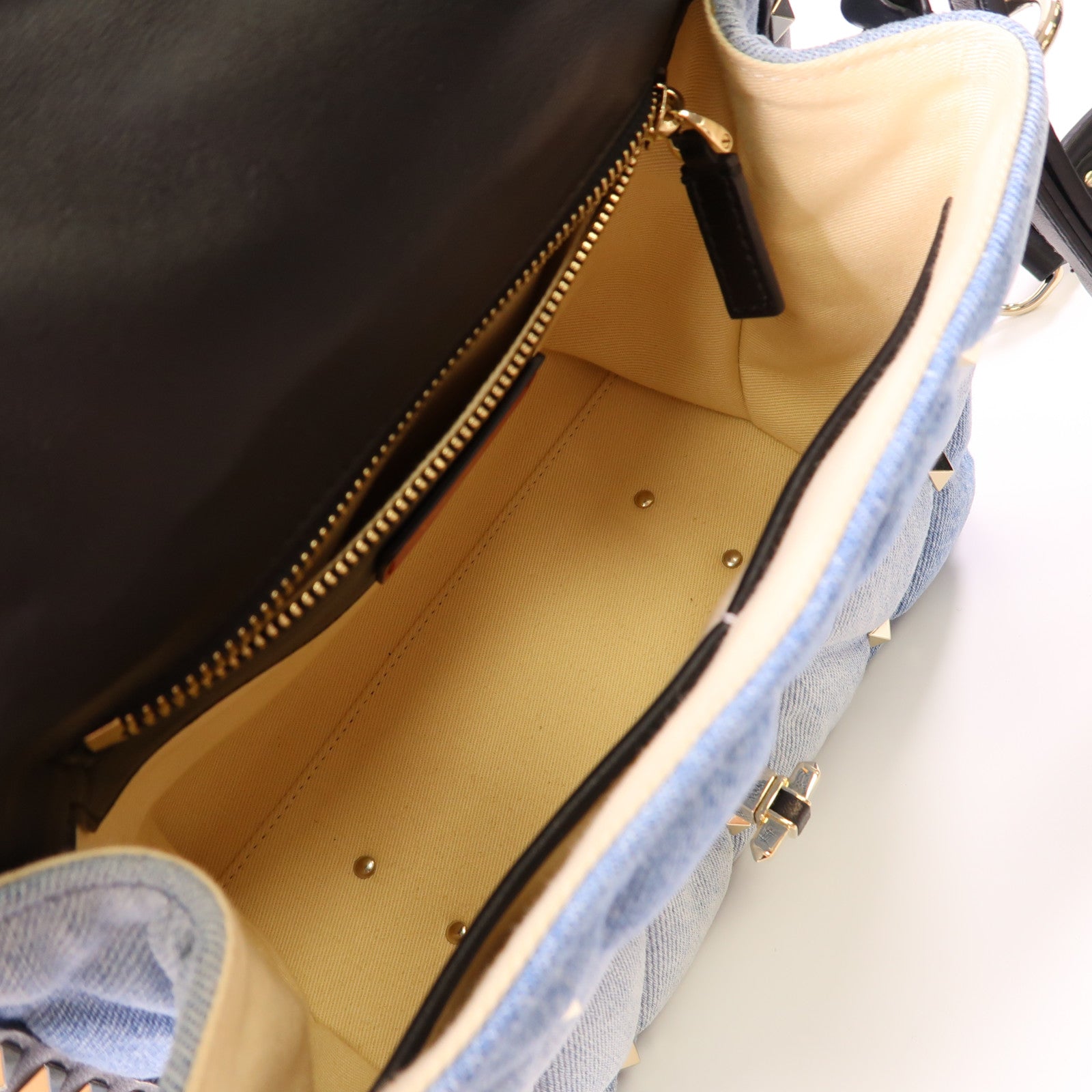 Valentino 牛仔布Candy Stud金扣手挽肩背兩用袋