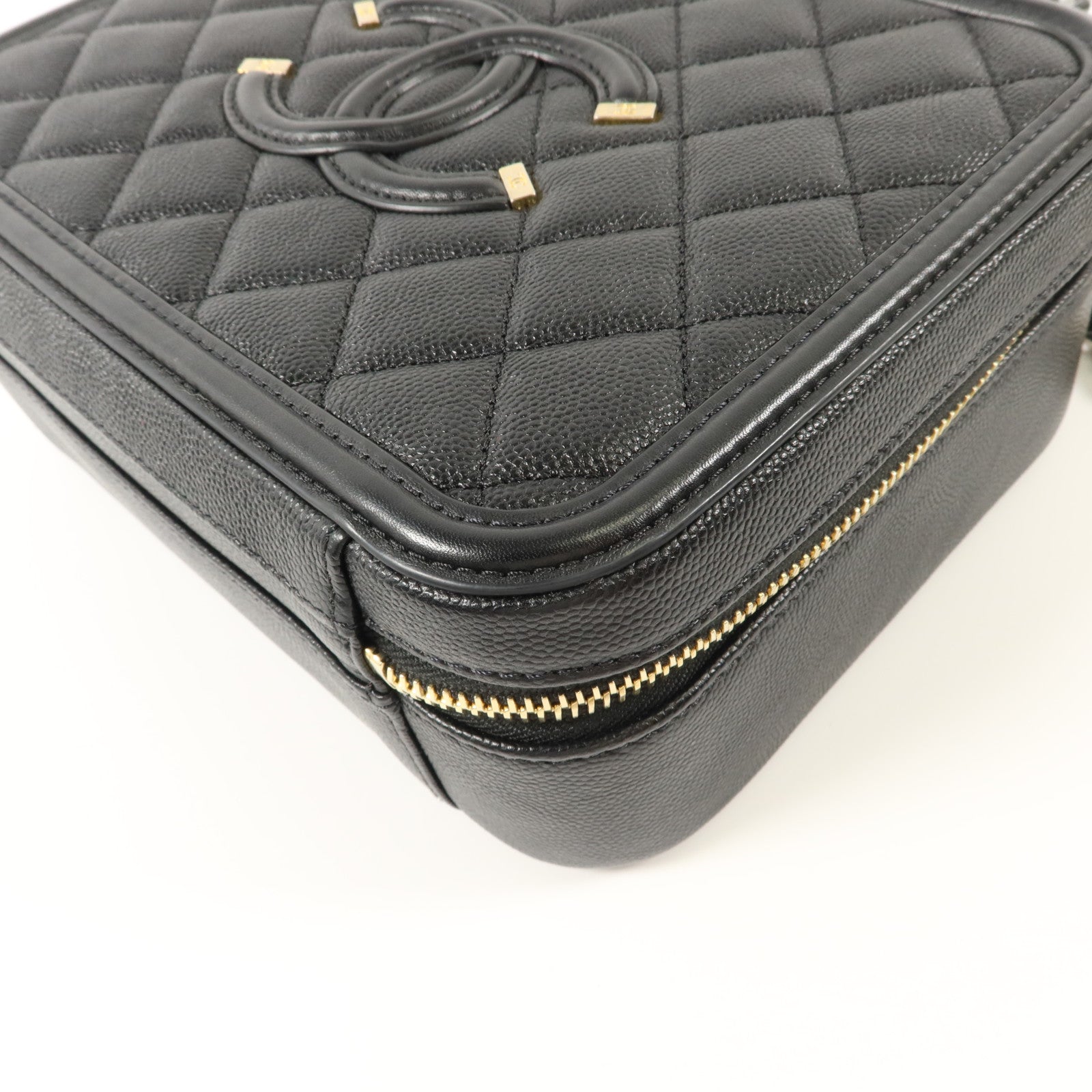 CHANEL 牛皮皮革CC Filigree Vanity Case Medium手挽肩背兩用袋