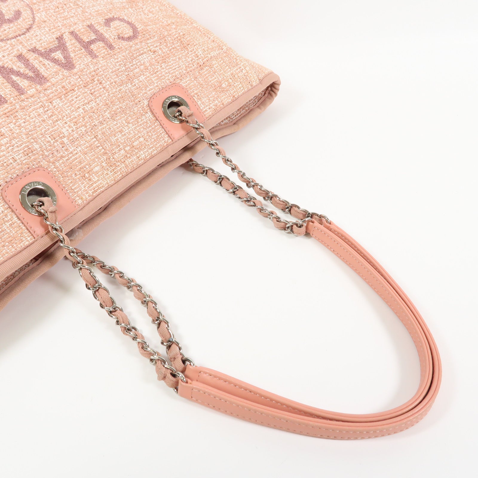 CHANEL Tweed Deauville銀扣鏈帶肩背袋