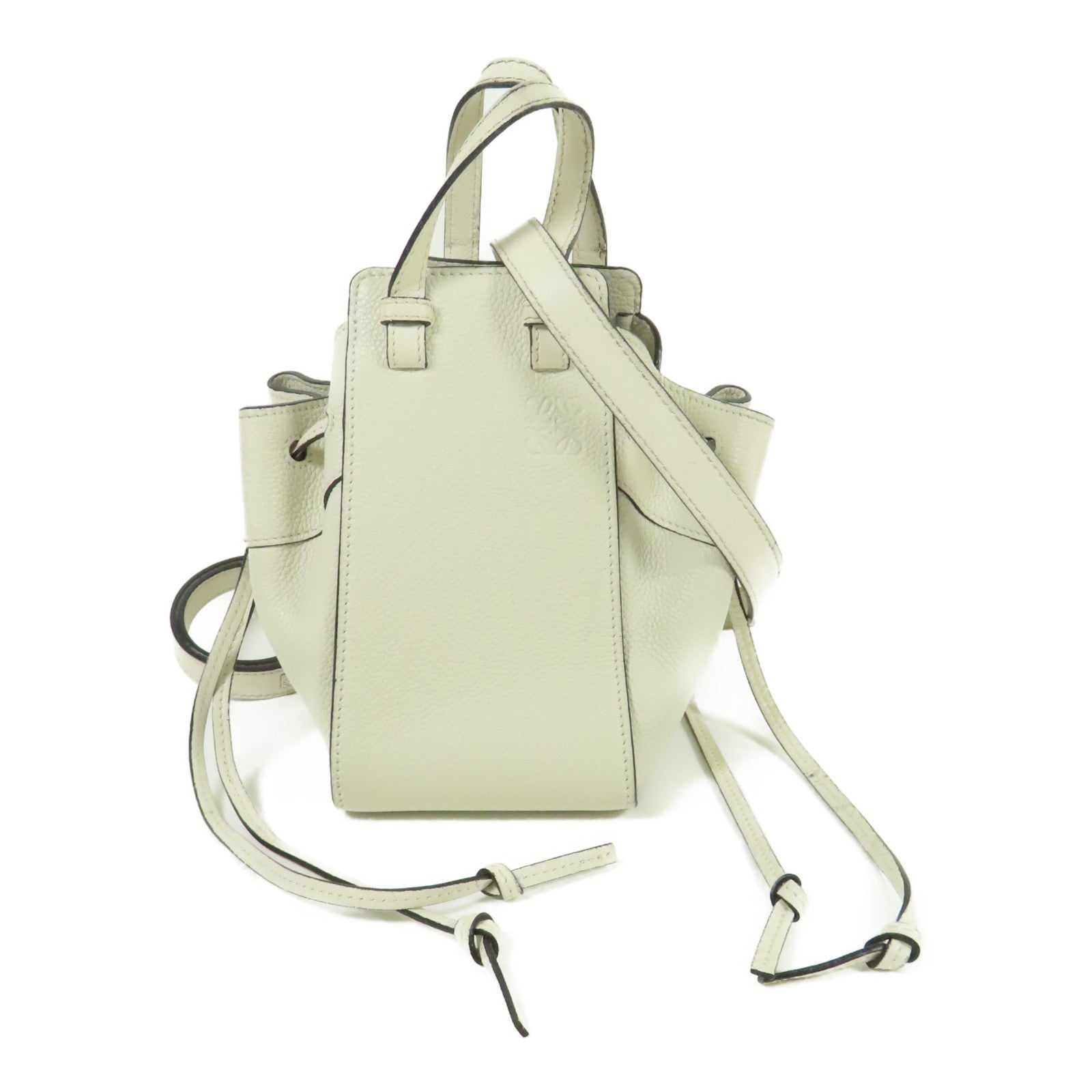 LOEWE 牛皮皮革Mini Hammock銀扣手挽肩背兩用袋