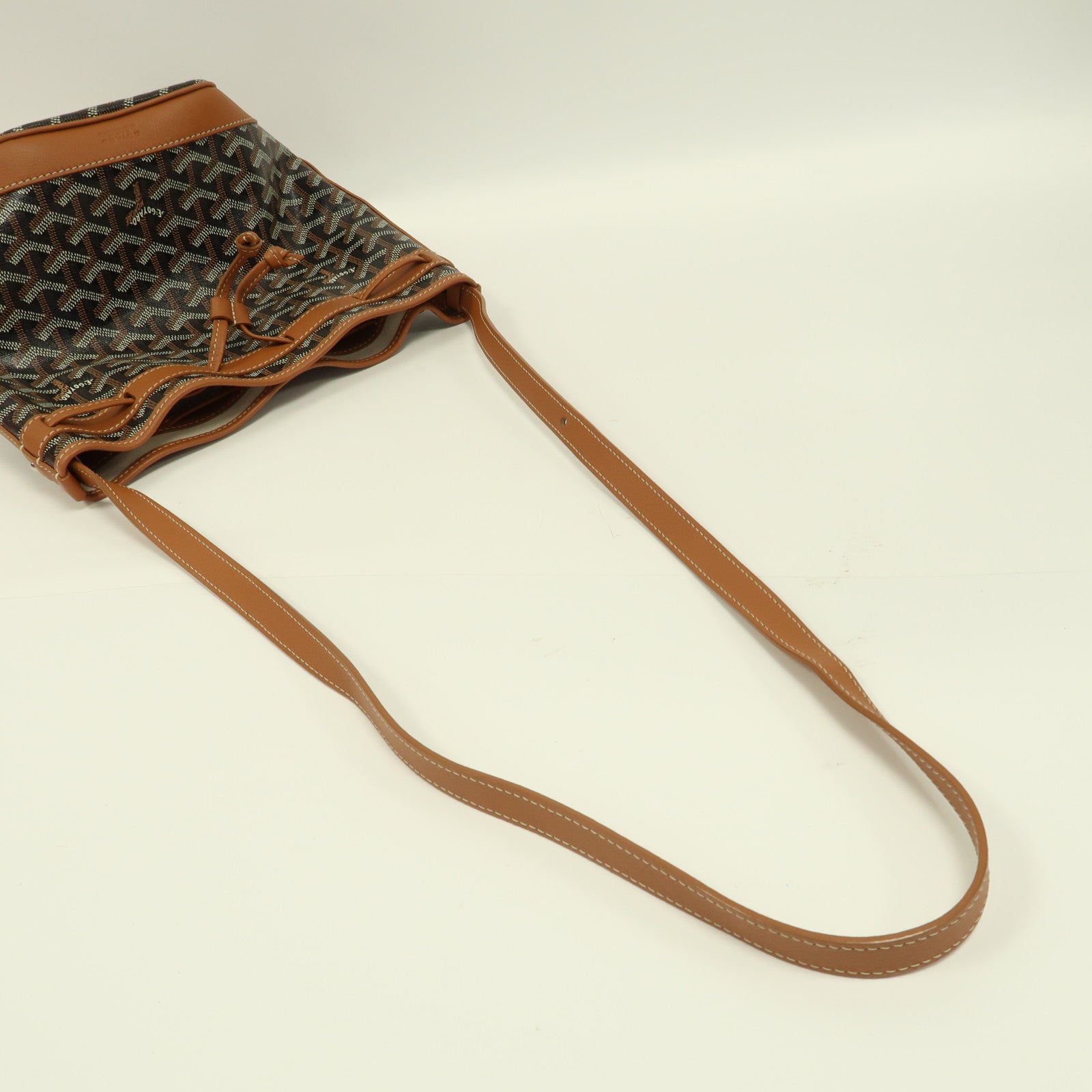 GOYARD 塗層帆布Petit Flot Bucket銀扣肩背袋黑色/啡色