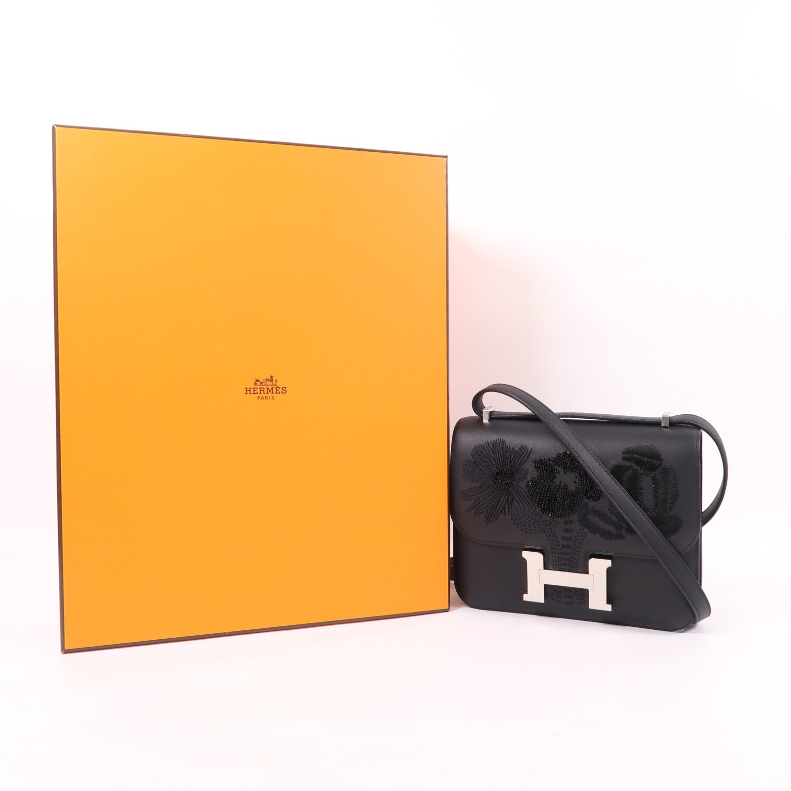 HERMES 【激減優惠】Swift皮革Dancing Flowers銀扣肩背袋