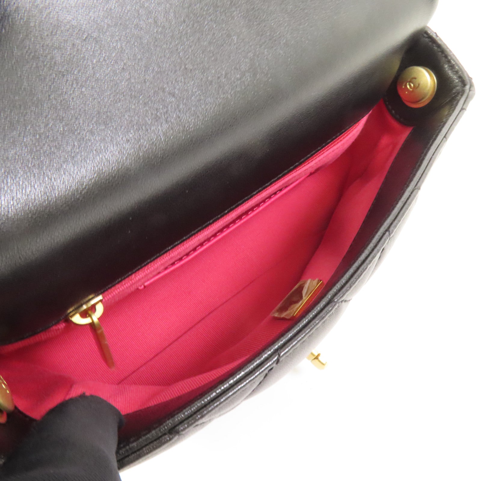 CHANEL 羊皮皮革Chain Shoulder金扣鏈帶肩背袋