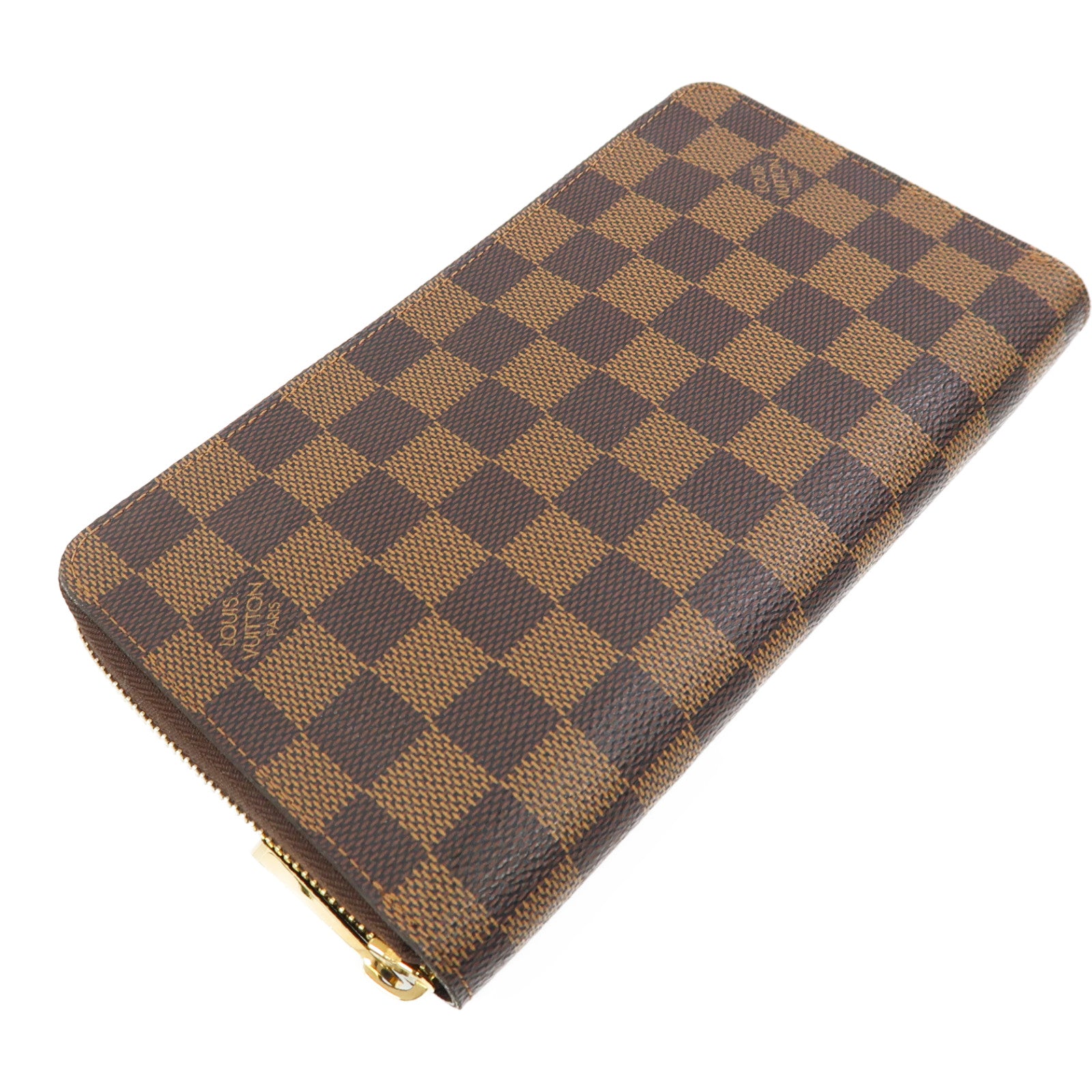 LOUIS VUITTON Damier Zippy Organizer金扣拉鍊長錢包啡色