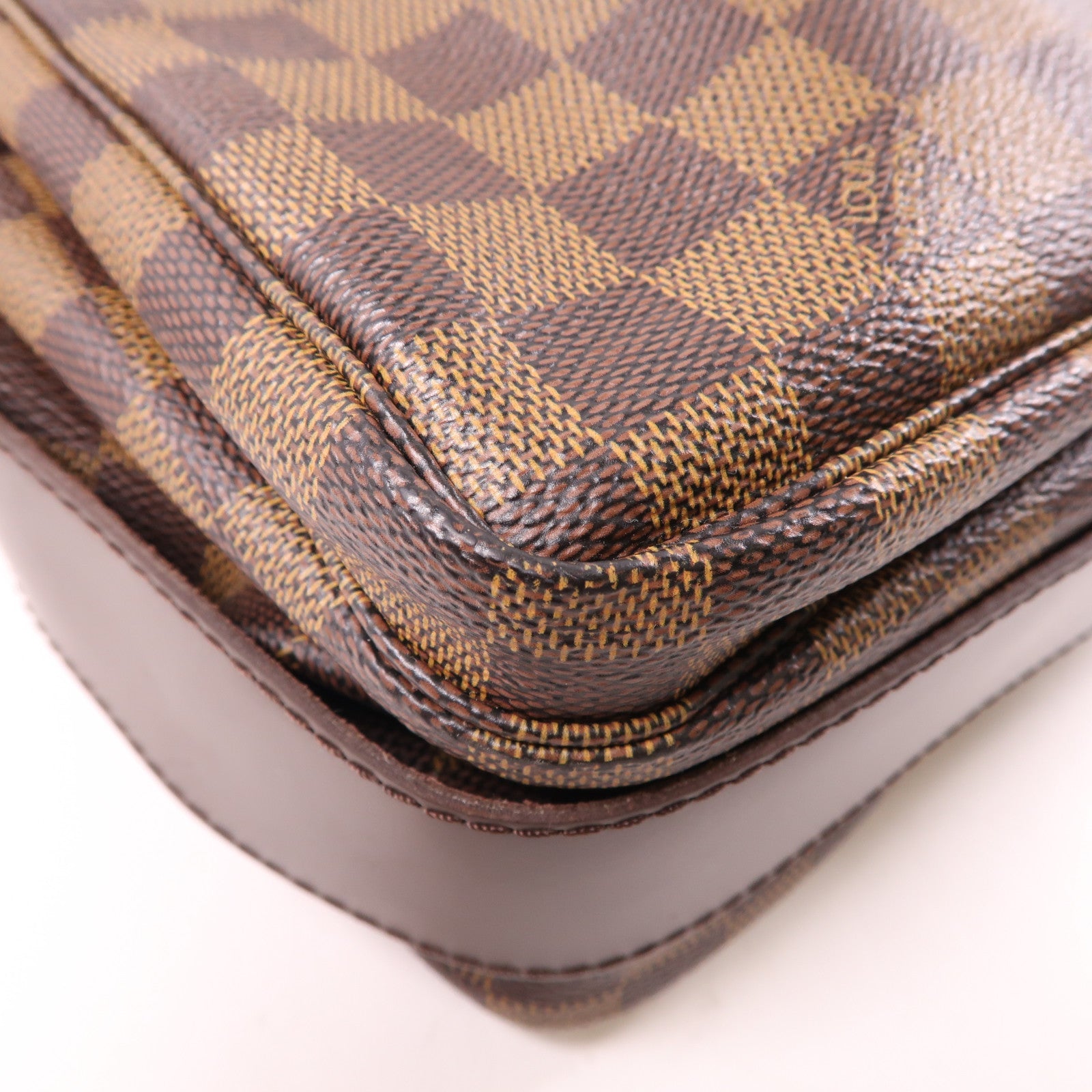 LOUIS VUITTON Damier Naviglio金扣肩背袋棕色