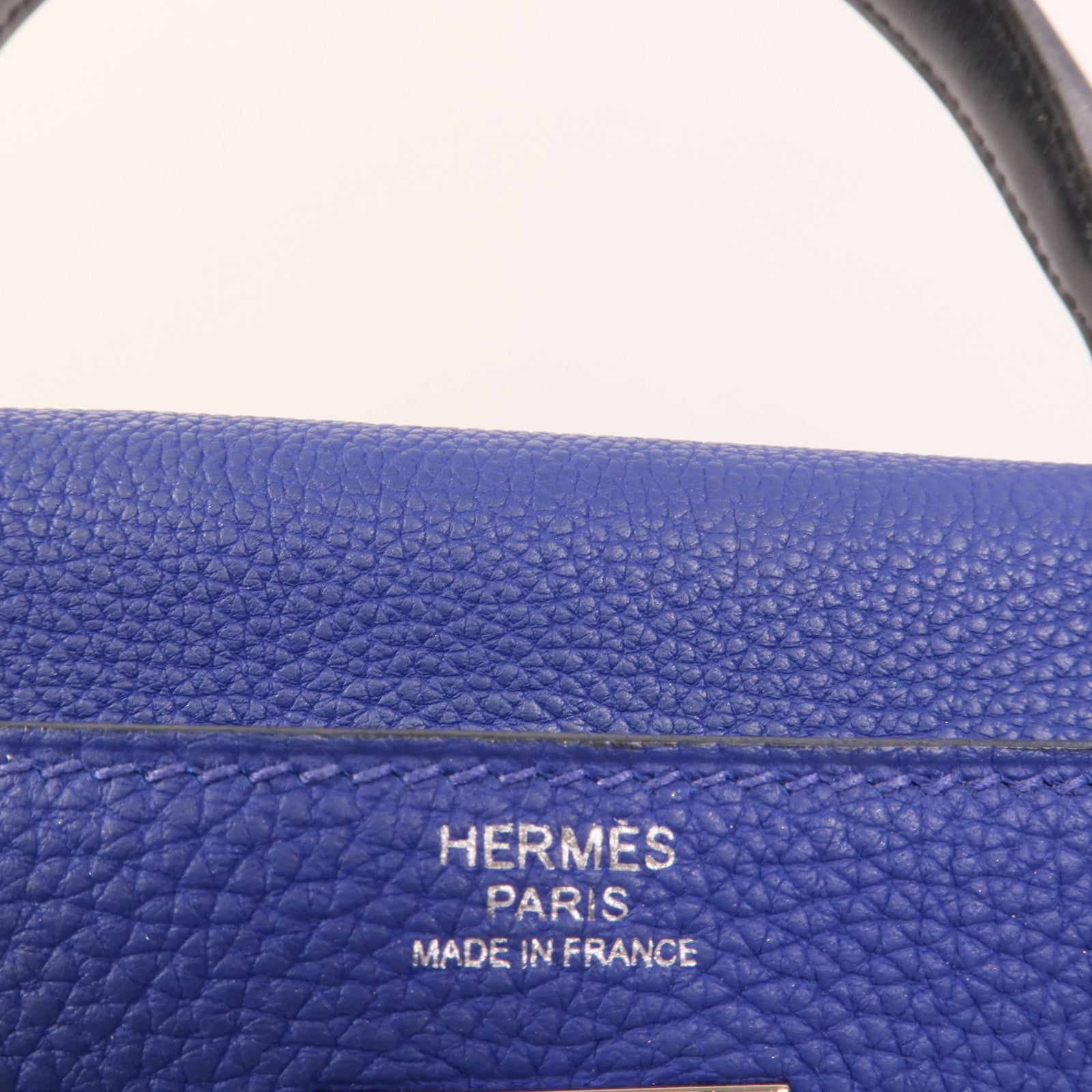 HERMES Togo皮革Kelly 32手挽肩背兩用袋Blue Electrique