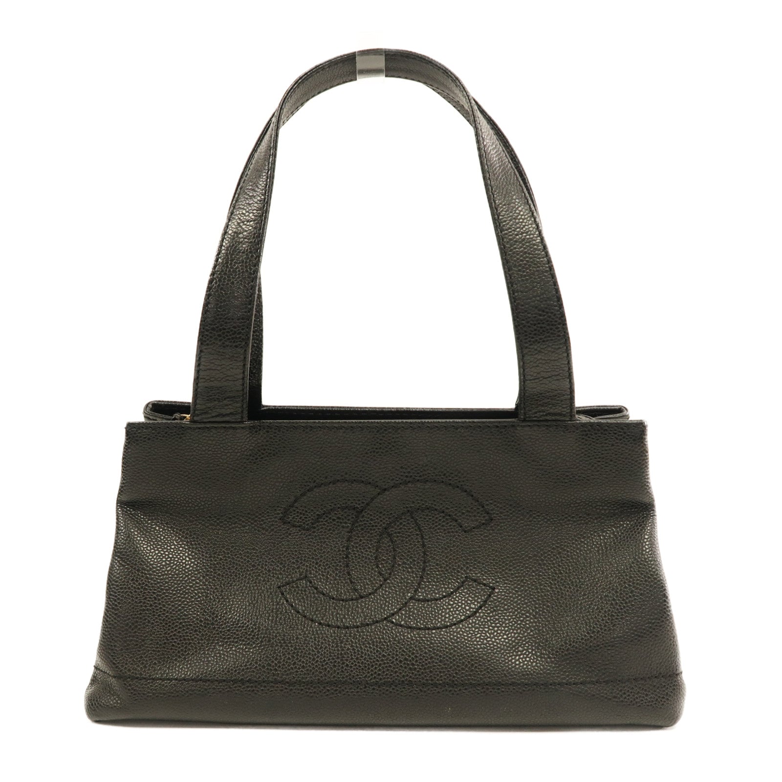 CHANEL 牛皮皮革Hand Bag金扣手挽袋黑色