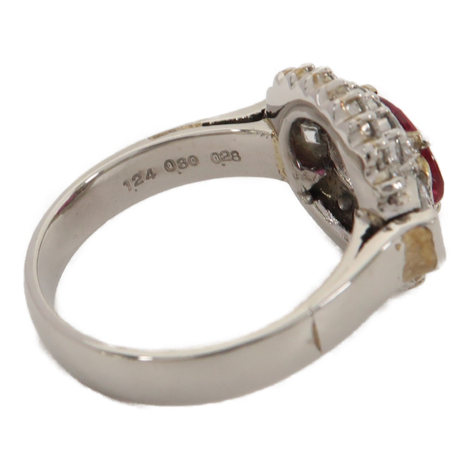 JEWELRY 【激減優惠】PT900鉑金Ring1.24ct紅寶石/0.30ct鑽石戒指US#6
