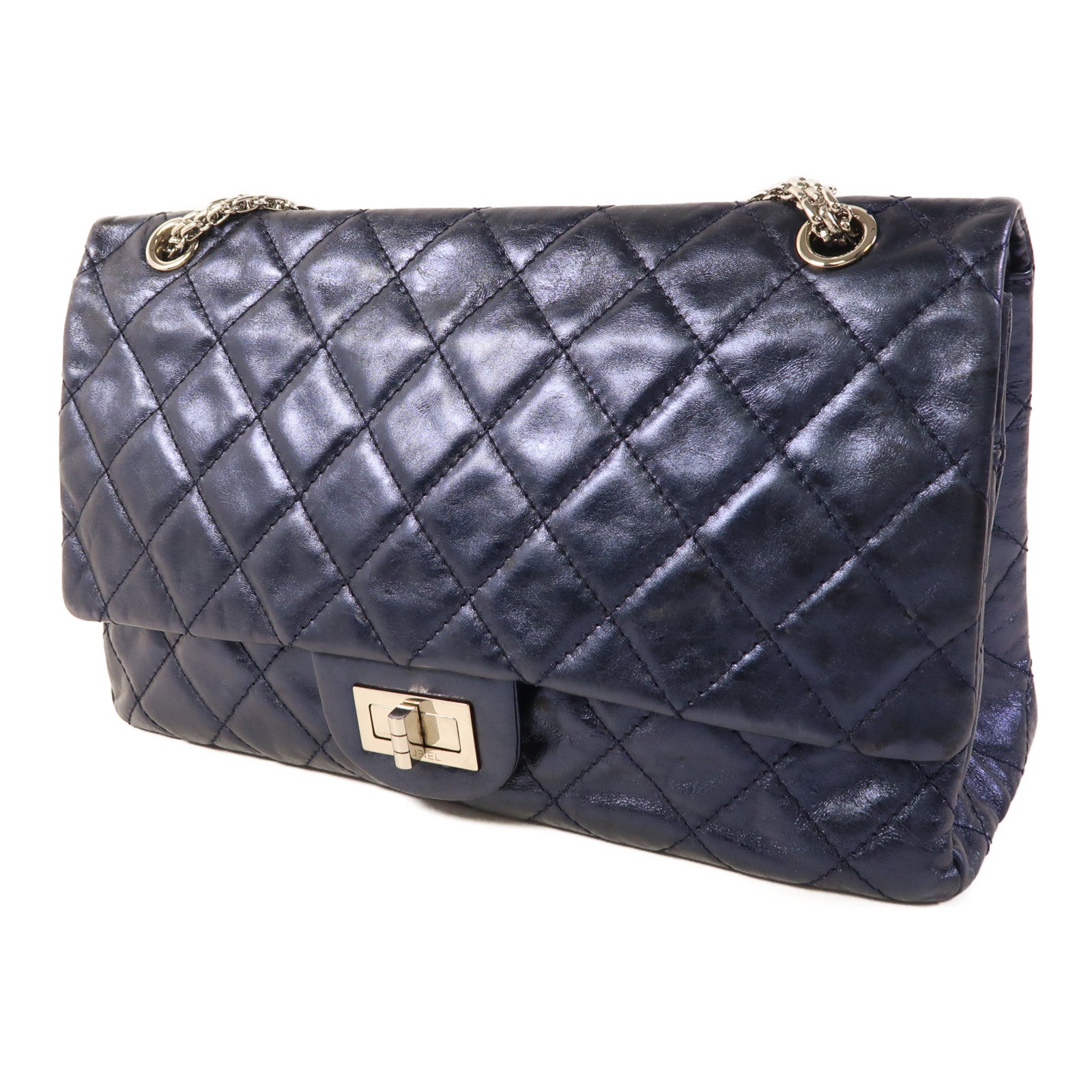 CHANEL 牛皮皮革2.55銀扣鏈帶肩背袋