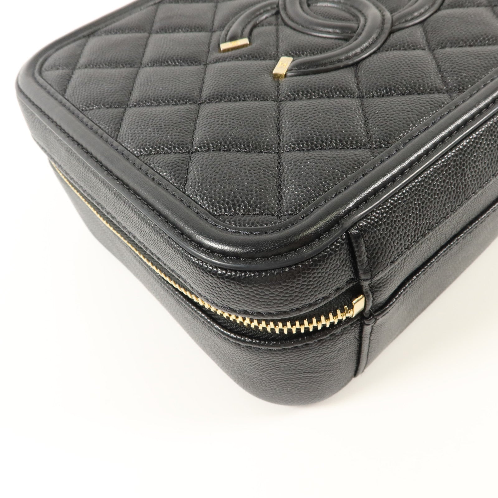 CHANEL 牛皮皮革CC Filigree Vanity Case Medium手挽肩背兩用袋