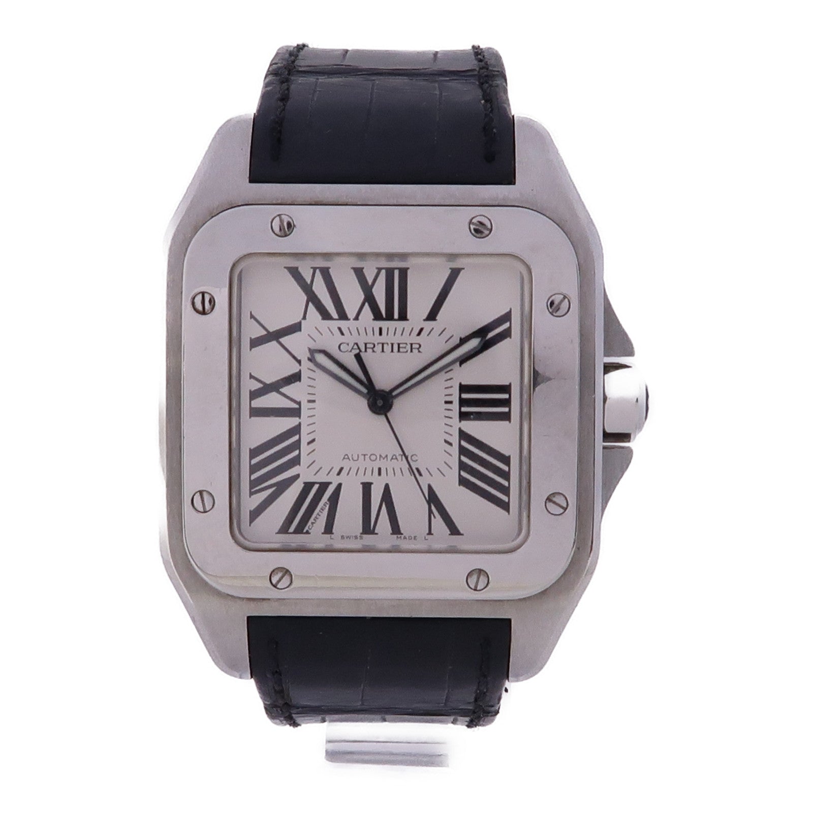 CARTIER Santos 100不鏽鋼手錶自動機芯白色