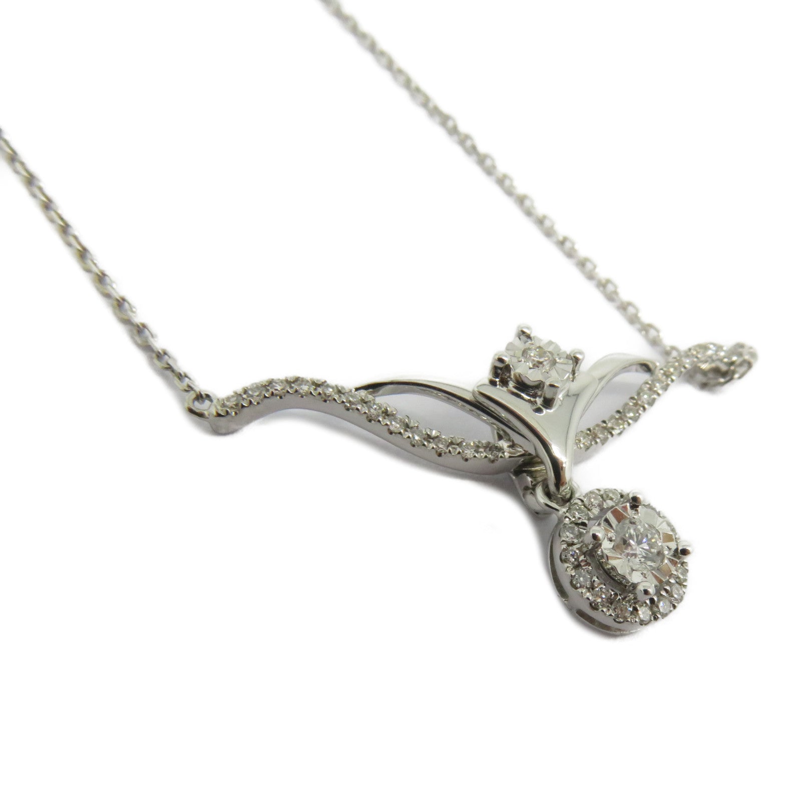 JEWELRY 【激減優惠】18K白金Diamond Necklace 0.143ct/0.08ct鑽石項鍊