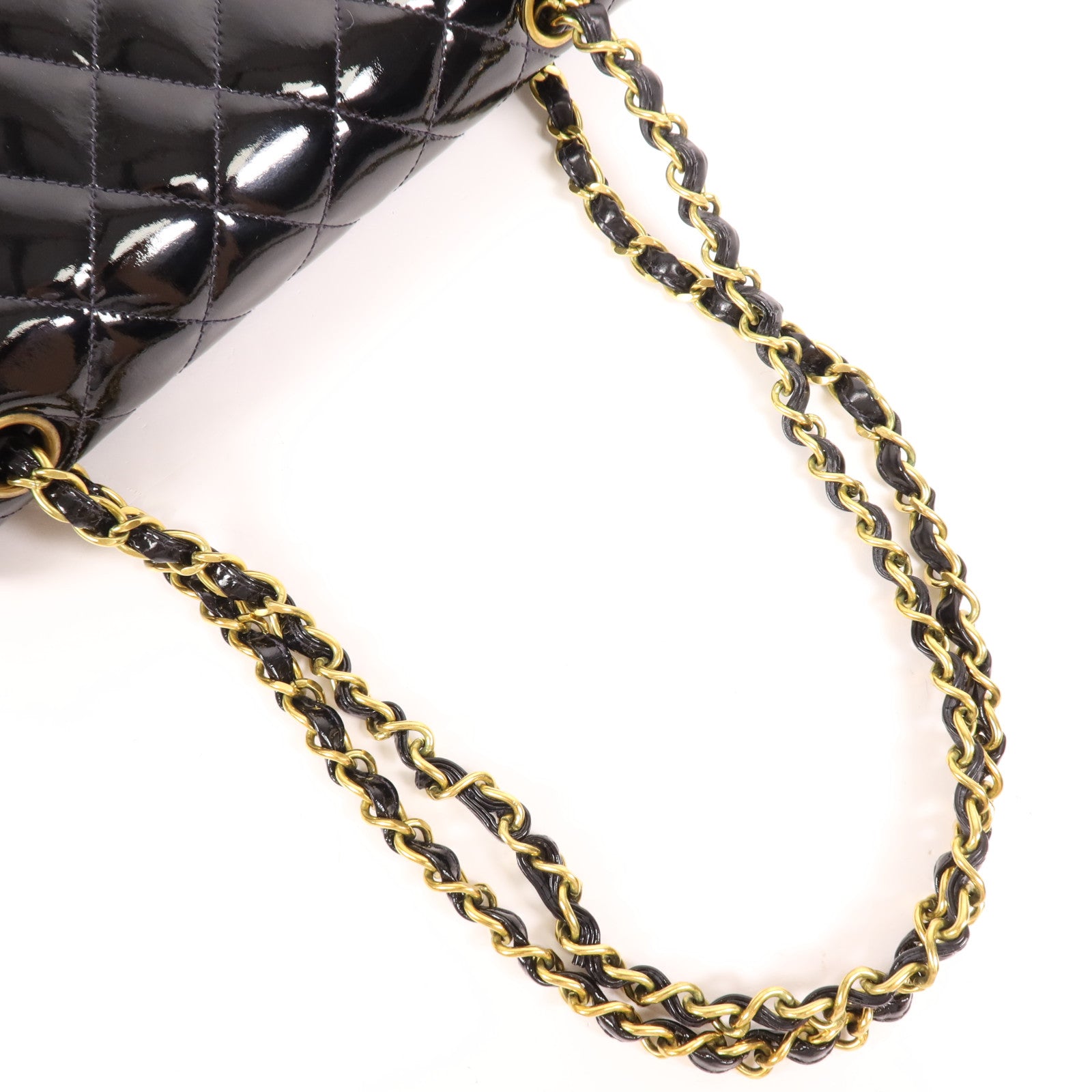 CHANEL 漆皮皮革Classic 23金扣鏈帶肩背袋