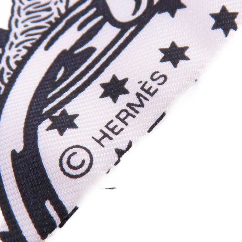 HERMES 絲質Twilly Scarf絲巾白色/黑色/藍色
