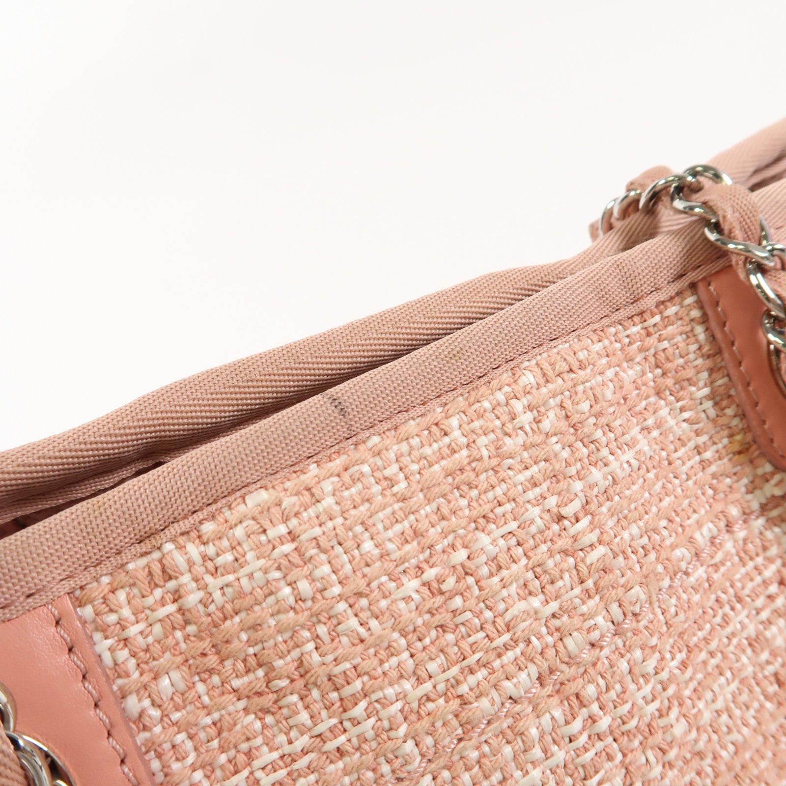 CHANEL Tweed Deauville銀扣鏈帶肩背袋