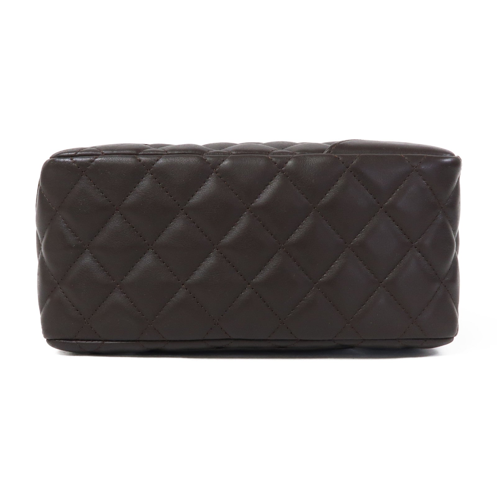 CHANEL 菱格牛皮皮革Cambon Ligne銀扣手挽袋啡色