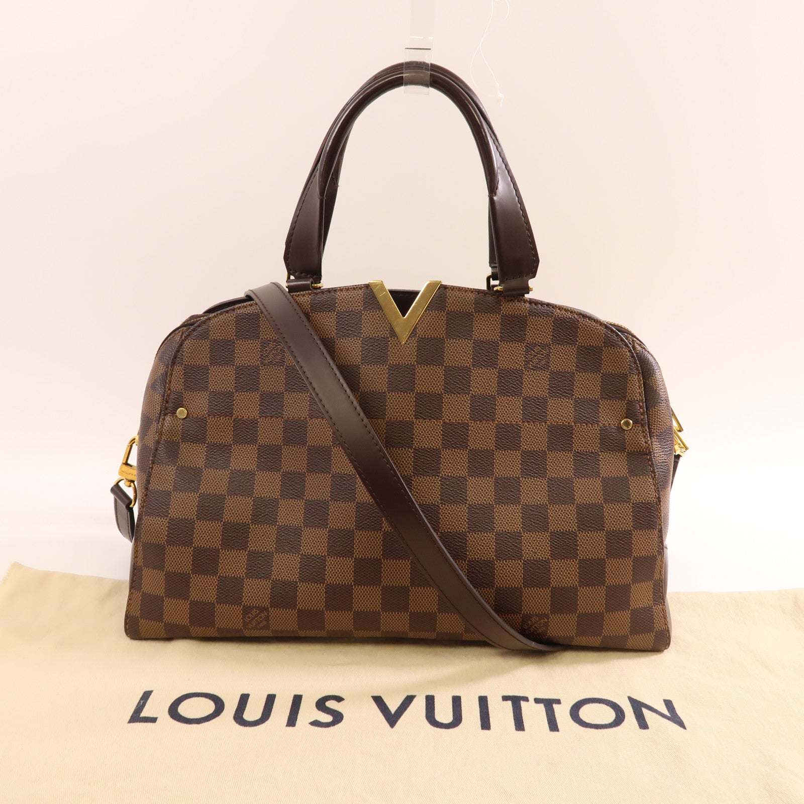 LOUIS VUITTON LV GHW Kensington Bowling 2 Way Shoulder Bag N41505 Damier