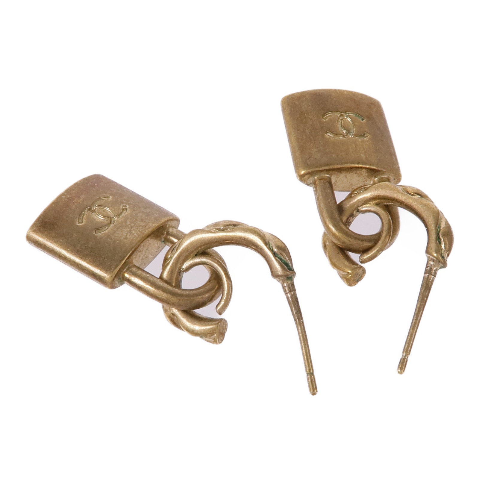 CHANEL CC Earrings Metal Gold