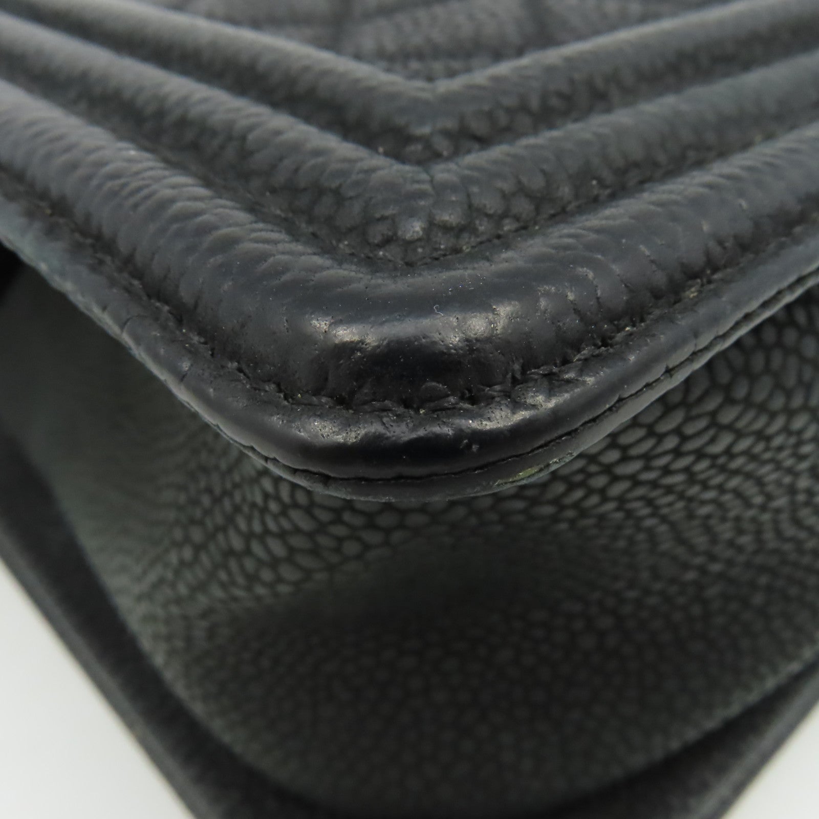 CHANEL 【激減優惠】菱格Caviar皮革Boy Chanel 25cm Chain Shoulder Bag銀扣鏈帶肩背袋黑色