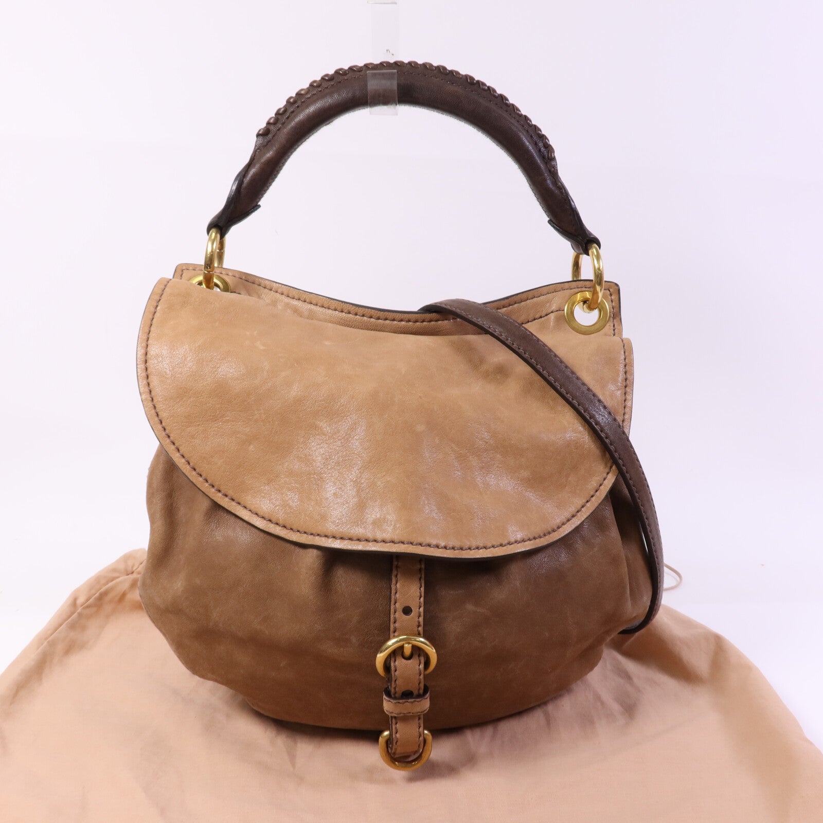 Miu Miu 牛皮皮革Shoulder Bag金扣肩背袋