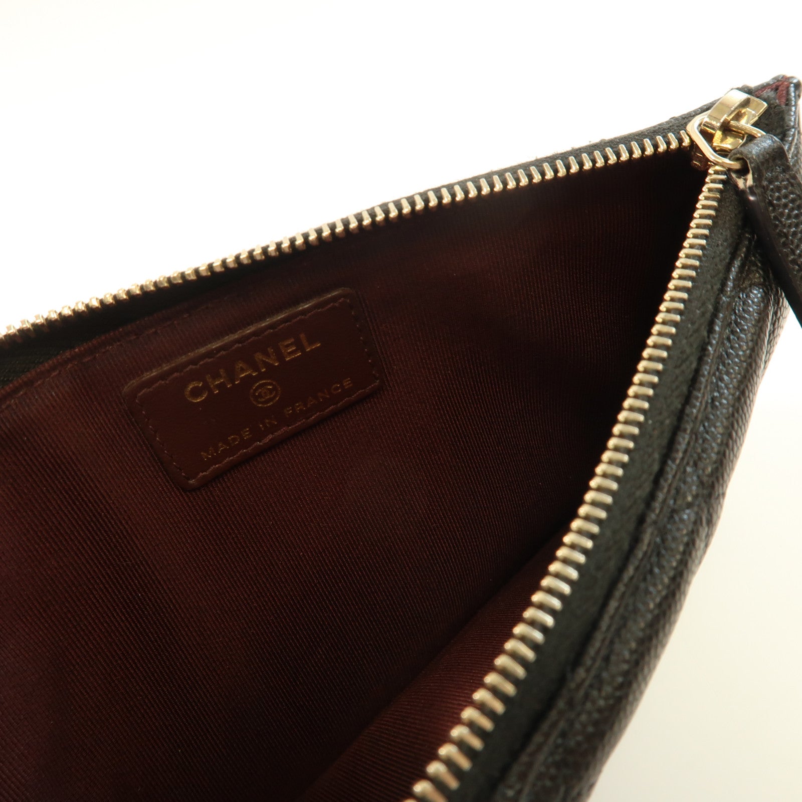 CHANEL 牛皮皮革Zipper Long Wallet金扣長錢包黑色