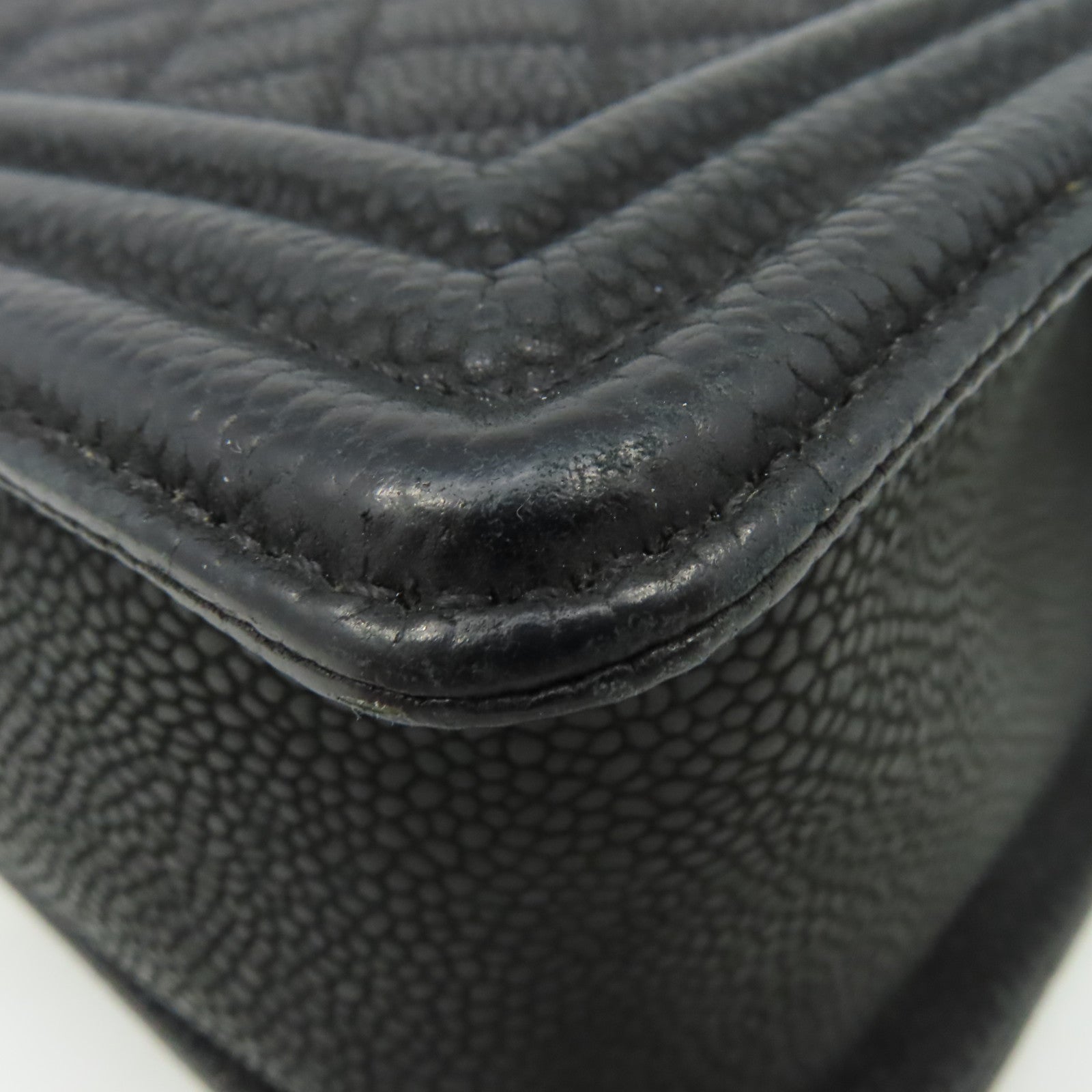 CHANEL 【激減優惠】菱格Caviar皮革Boy Chanel 25cm Chain Shoulder Bag銀扣鏈帶肩背袋黑色