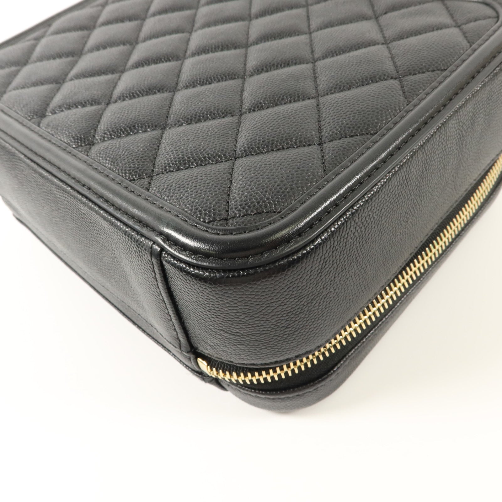 CHANEL 牛皮皮革CC Filigree Vanity Case Medium手挽肩背兩用袋