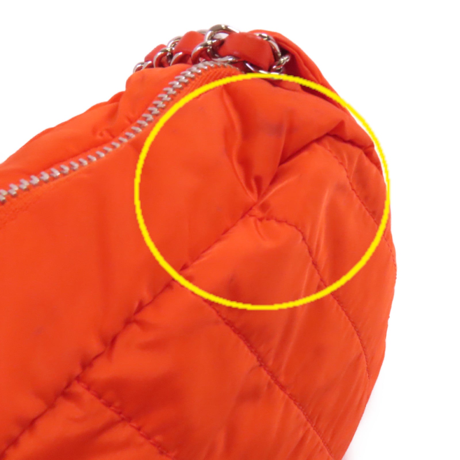 CHANEL 尼龍Chain Shoulder Bag銀扣鏈帶肩背袋