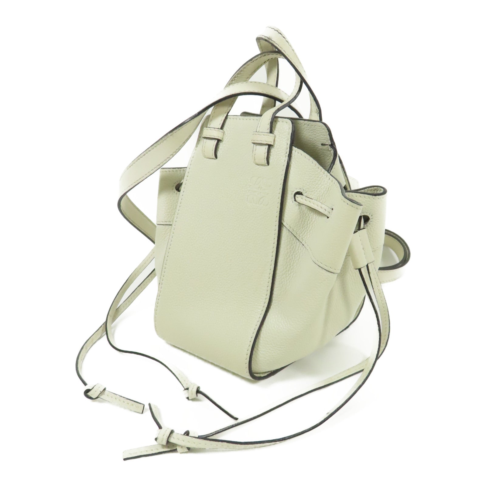 LOEWE 牛皮皮革Mini Hammock銀扣手挽肩背兩用袋