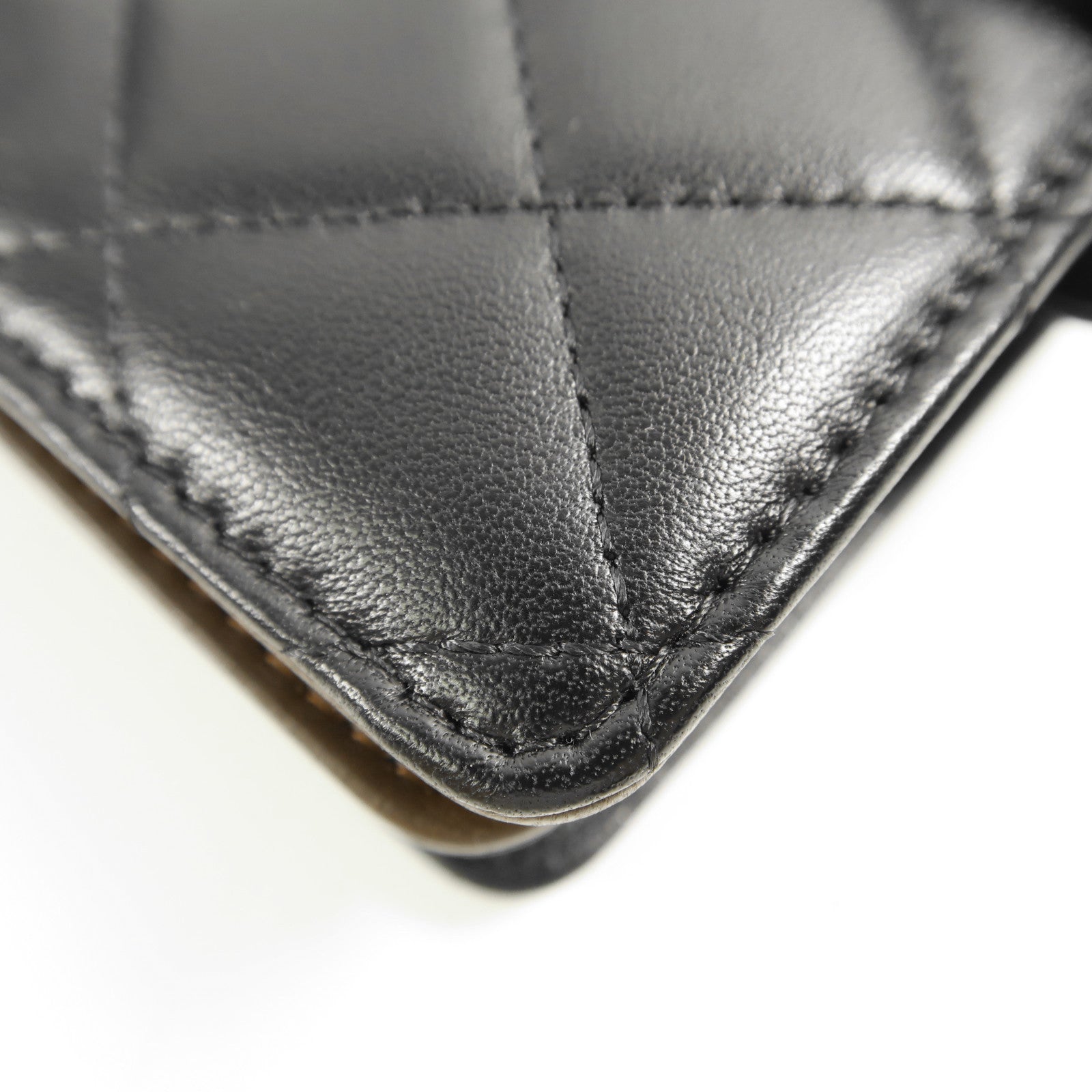 CHANEL 羊皮皮革Wallet銀扣錢包黑色