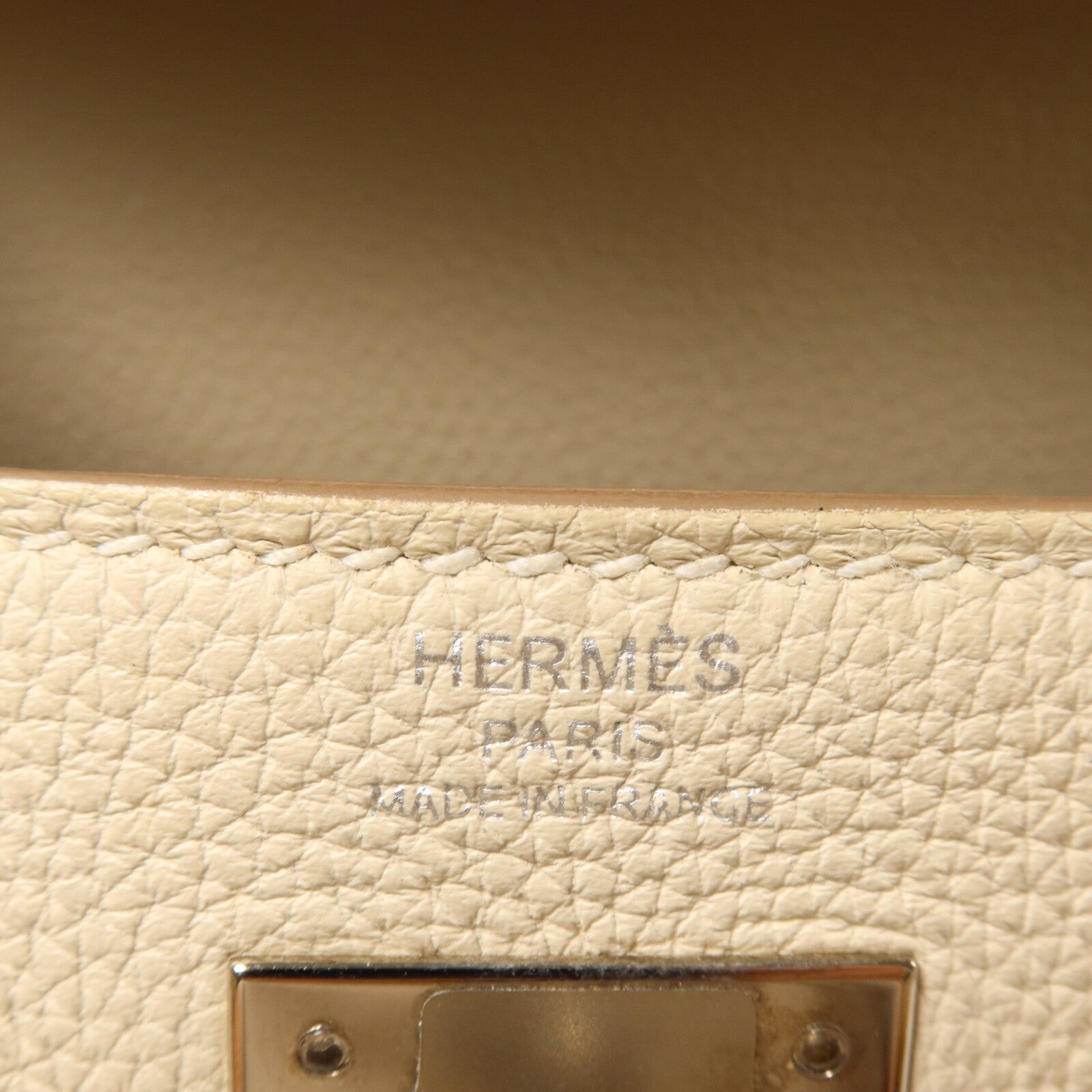 HERMES Clemence皮革Kelly 28手挽肩背兩用袋Craie