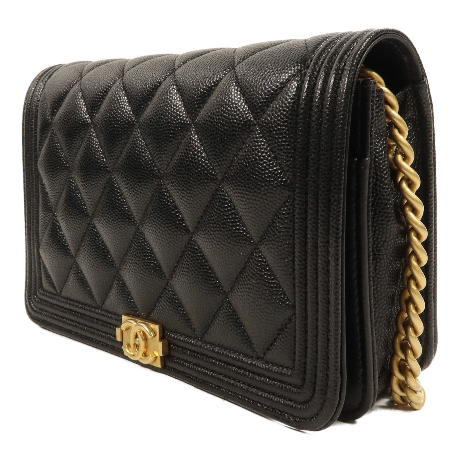 CHANEL 牛皮皮革Boy Wallet On Chain鏈帶肩背袋