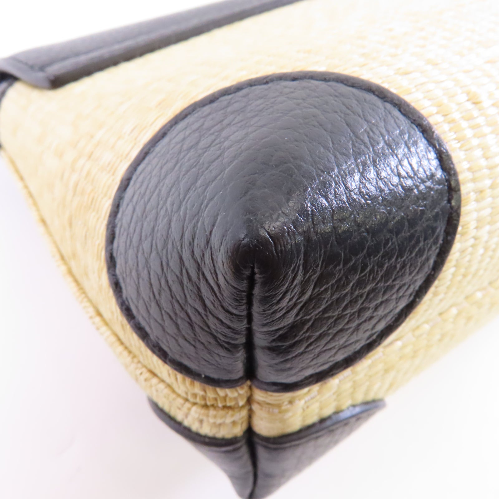 Furla 【激減優惠】Raffia/牛皮皮革Shoulder Bag金扣肩背袋黑色/米色
