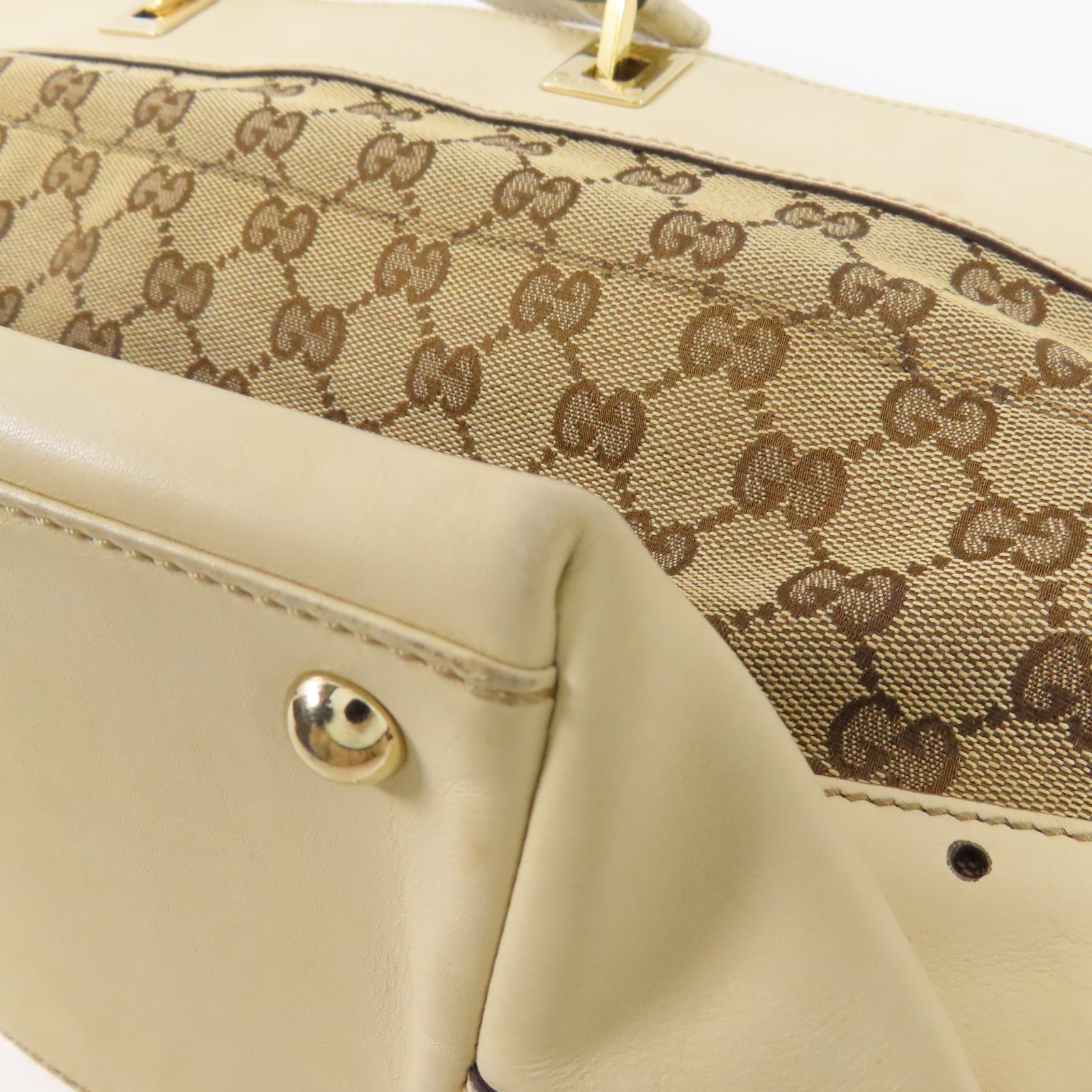 GUCCI 帆布/皮革Shoulder Bag金扣肩背袋