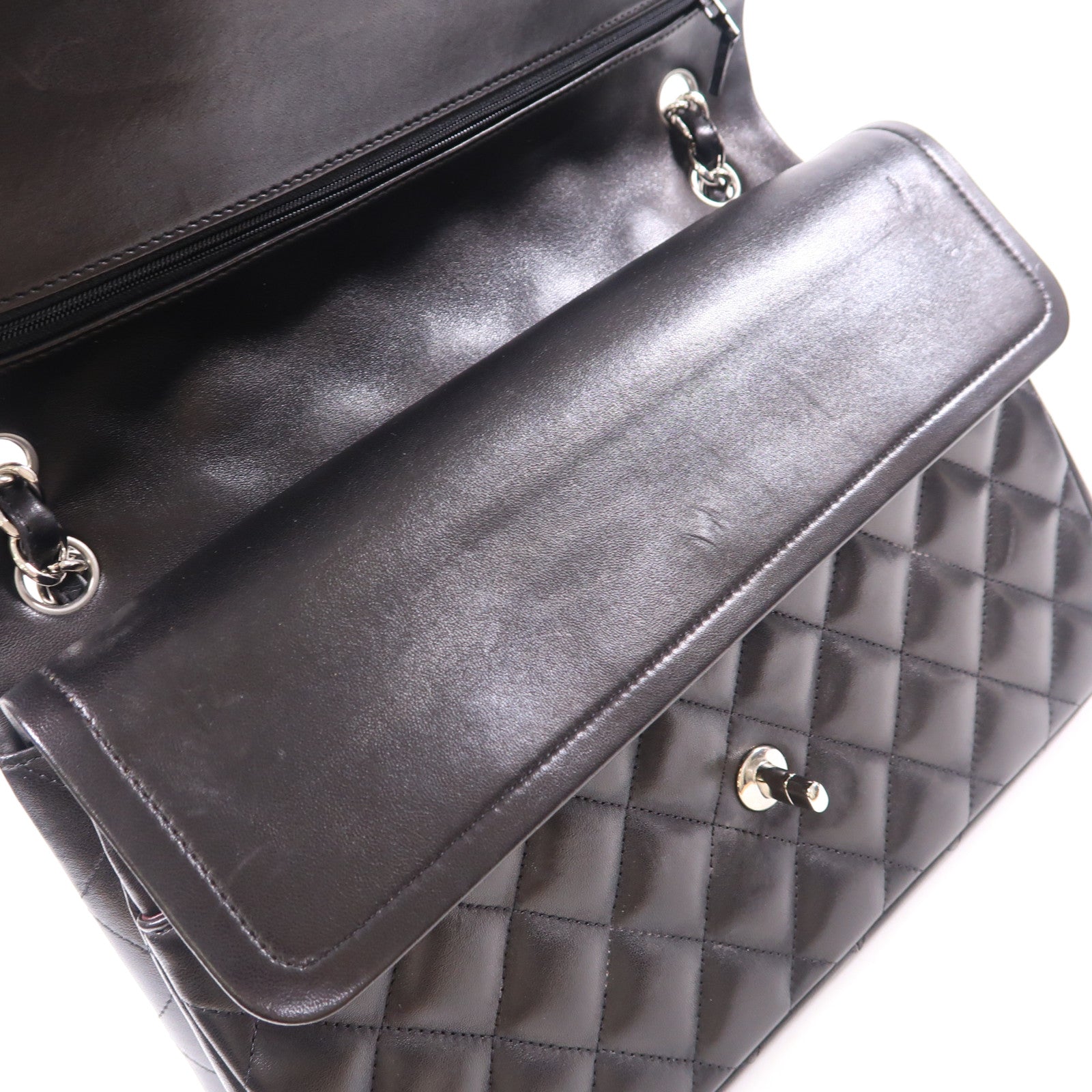 CHANEL CC SHW Large Classic Chain Shoulder Bag Lambskin Leather Black