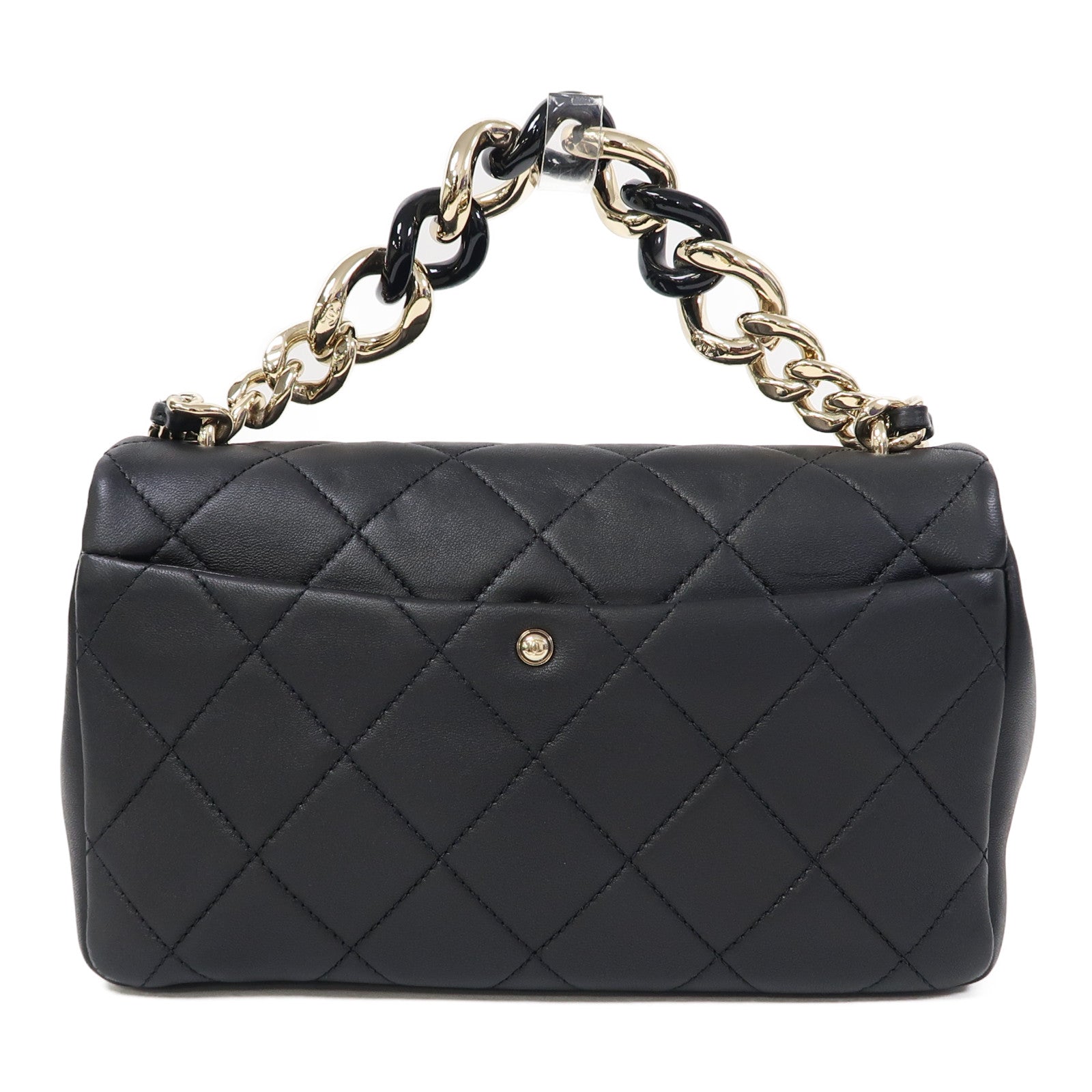 CHANEL 菱格羊皮皮革Chain Shoulder金扣鏈帶肩背袋