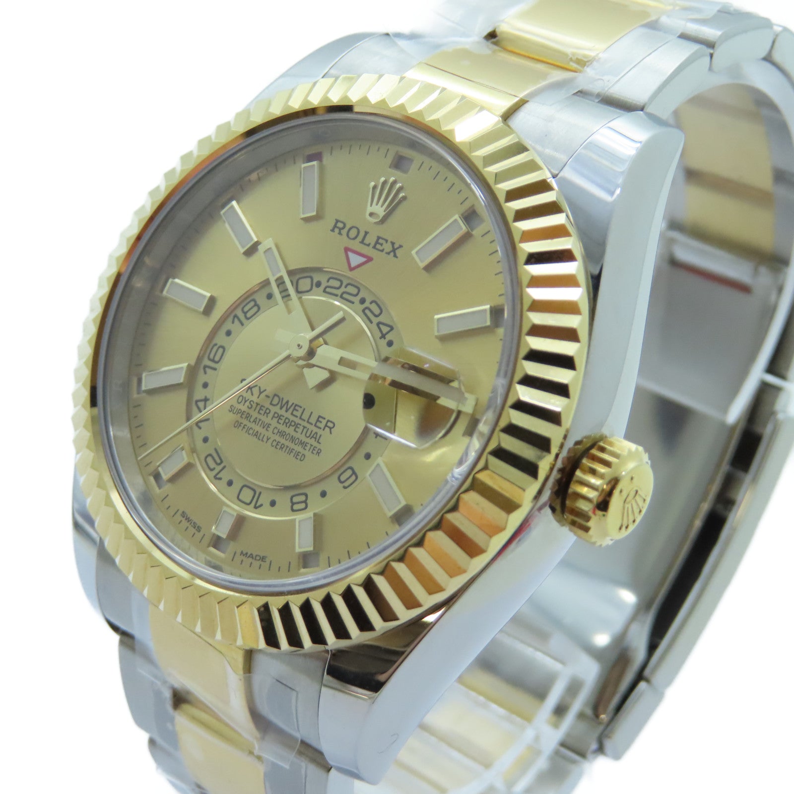 ROLEX Sky Dweller 18K黃金/不鏽鋼手錶自動機芯金色