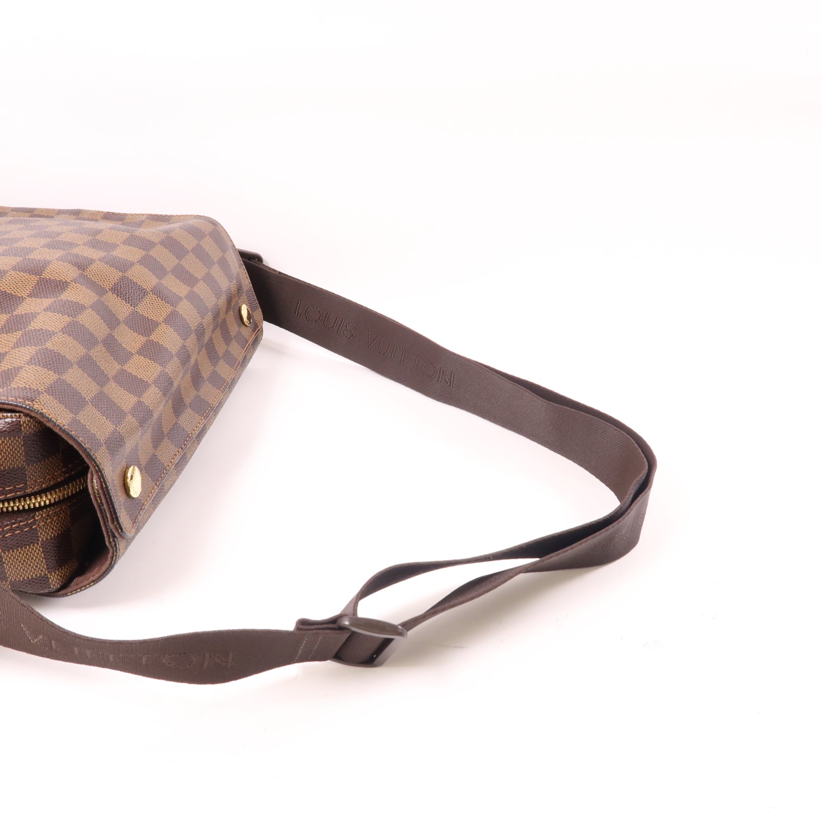 LOUIS VUITTON Damier Naviglio金扣肩背袋棕色