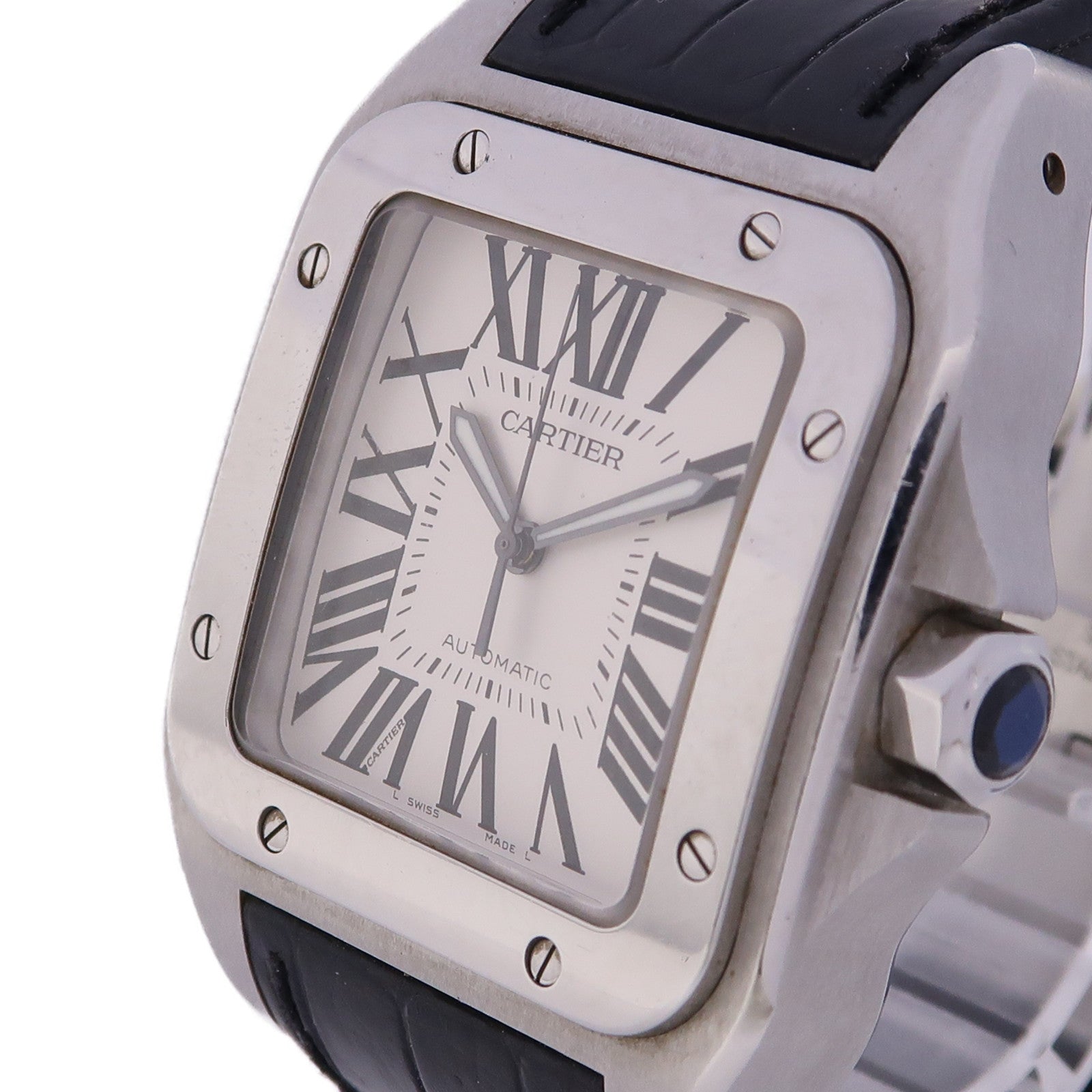 CARTIER Santos 100不鏽鋼手錶自動機芯白色