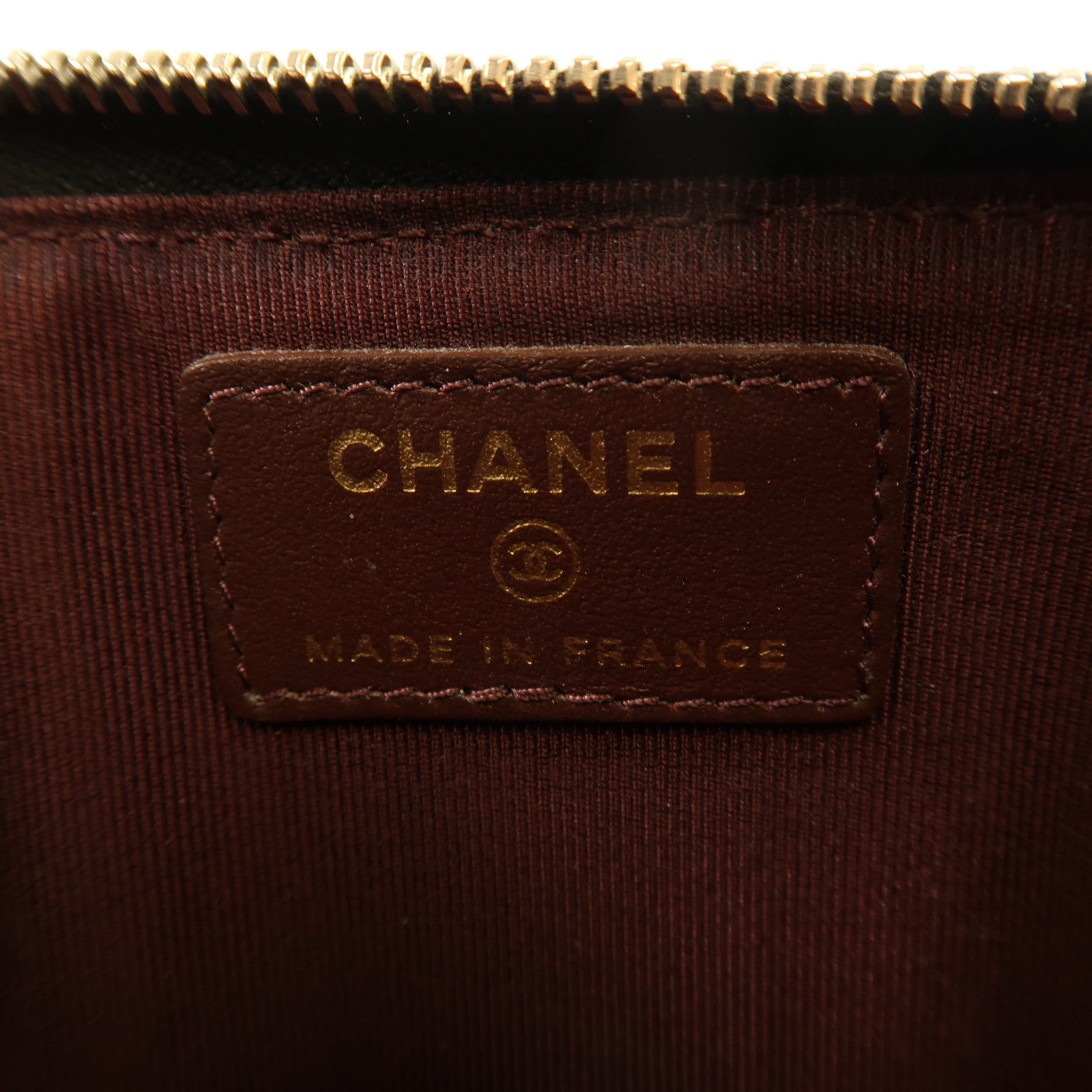CHANEL 牛皮皮革Zipper Long Wallet金扣長錢包黑色