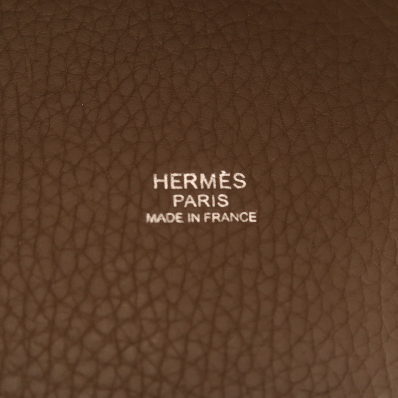 HERMES Clemence皮革Picotin MM銀扣手挽袋Etoupe