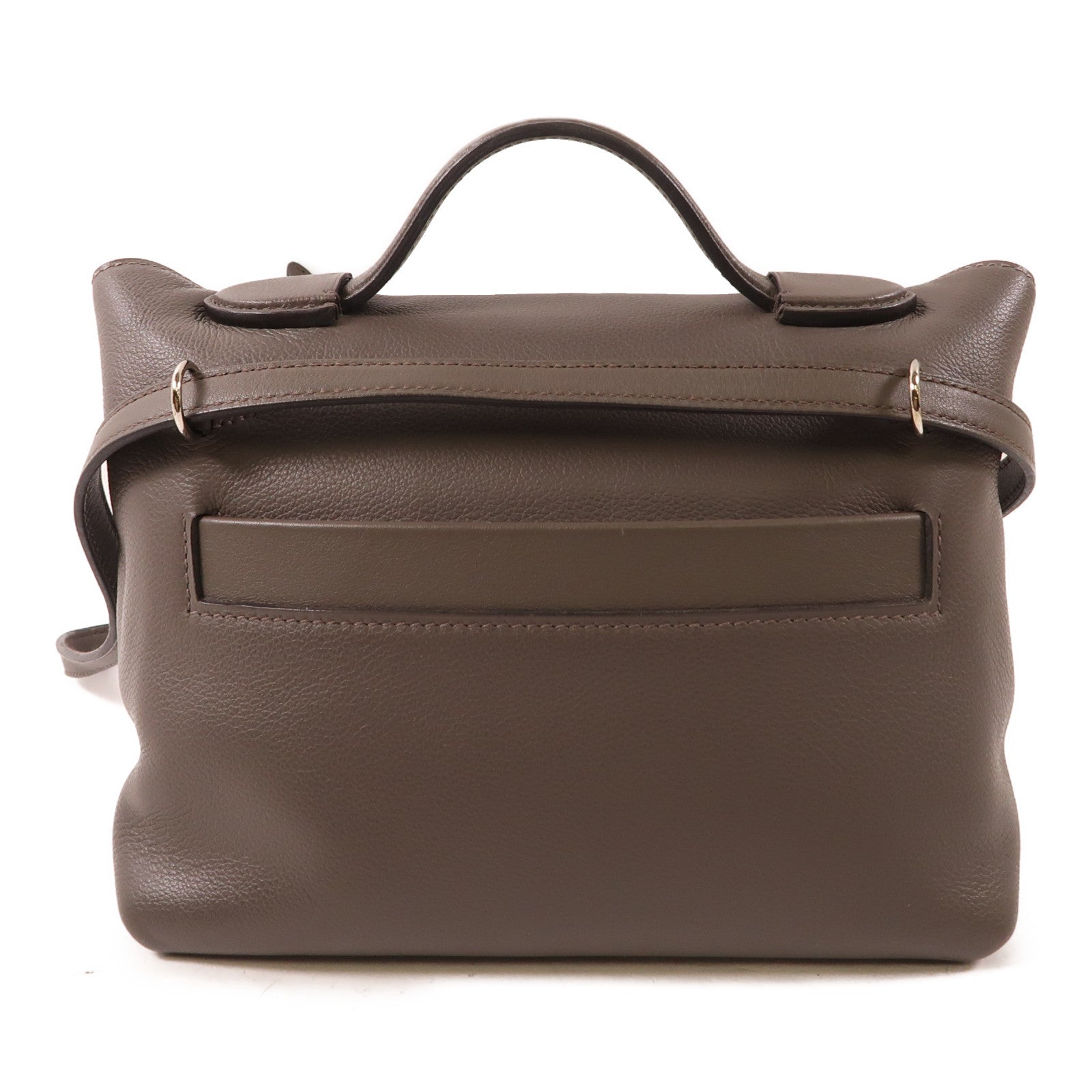 HERMES Evercolor皮革24/24 Mini銀扣手挽肩背兩用袋Etain灰色