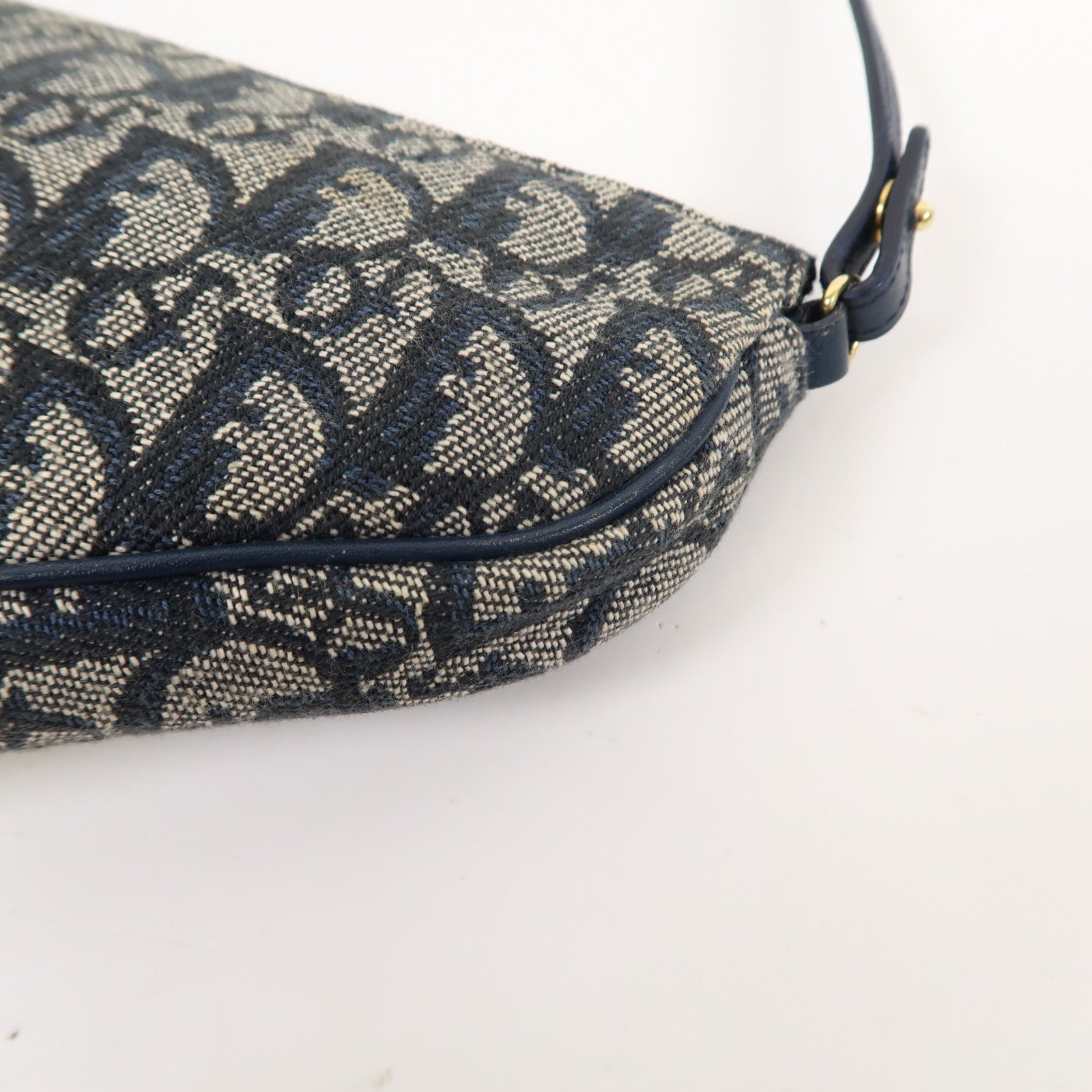 Dior 帆布Vintage Saddle Bag金扣手挽袋藍色