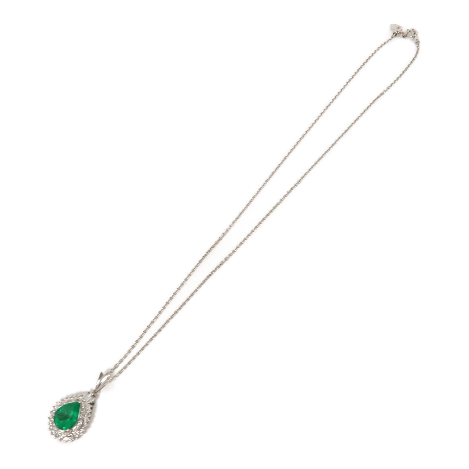 JEWELRY 【激減優惠】PT900/PT850鉑金Emerald Necklace 3.289ct綠寶石/1.18ct鑽石項鍊